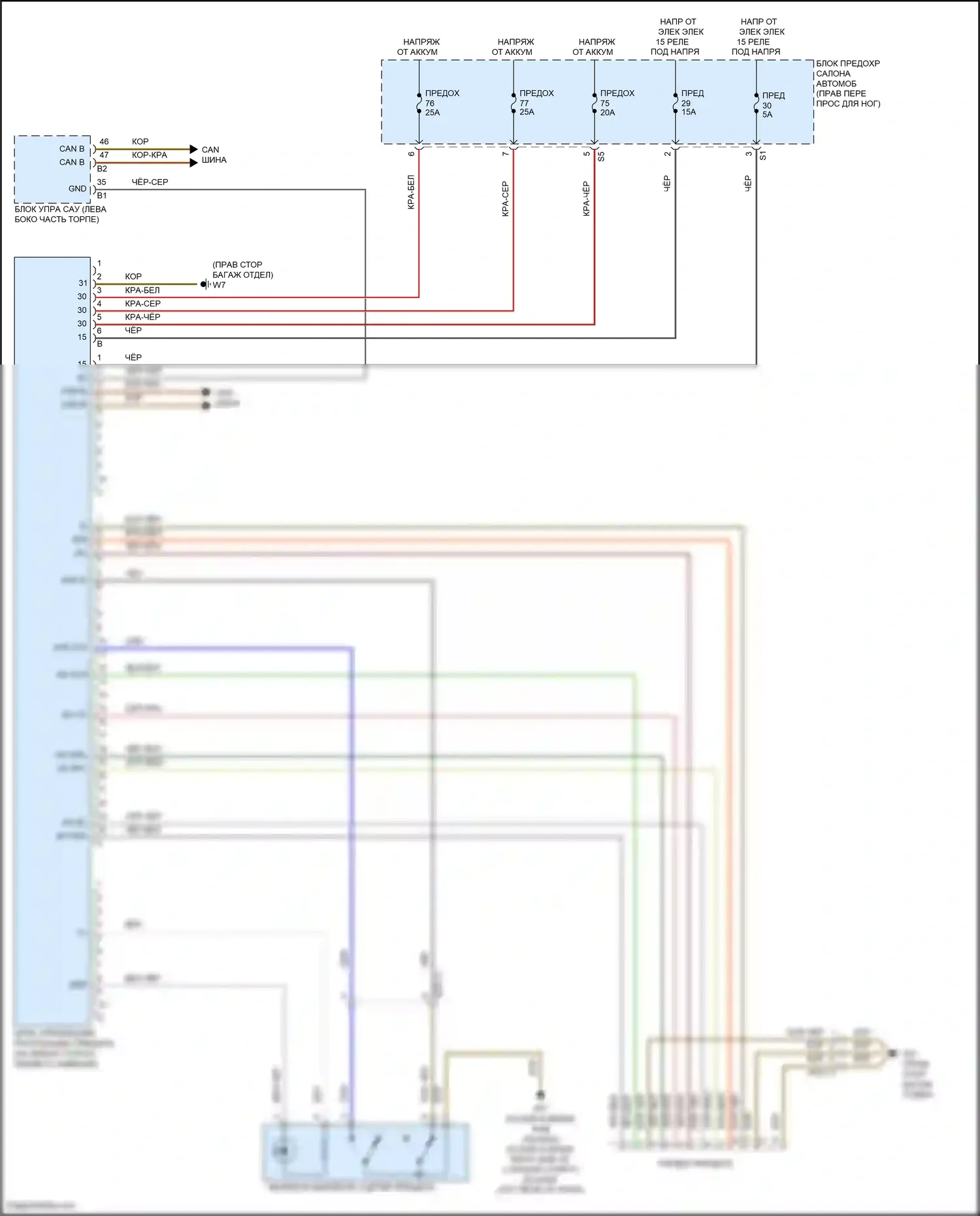 CLA-класс Mercedes-Benz C117/X117 рестайлинг (2016-2019): Электросхема освещения прицепа 