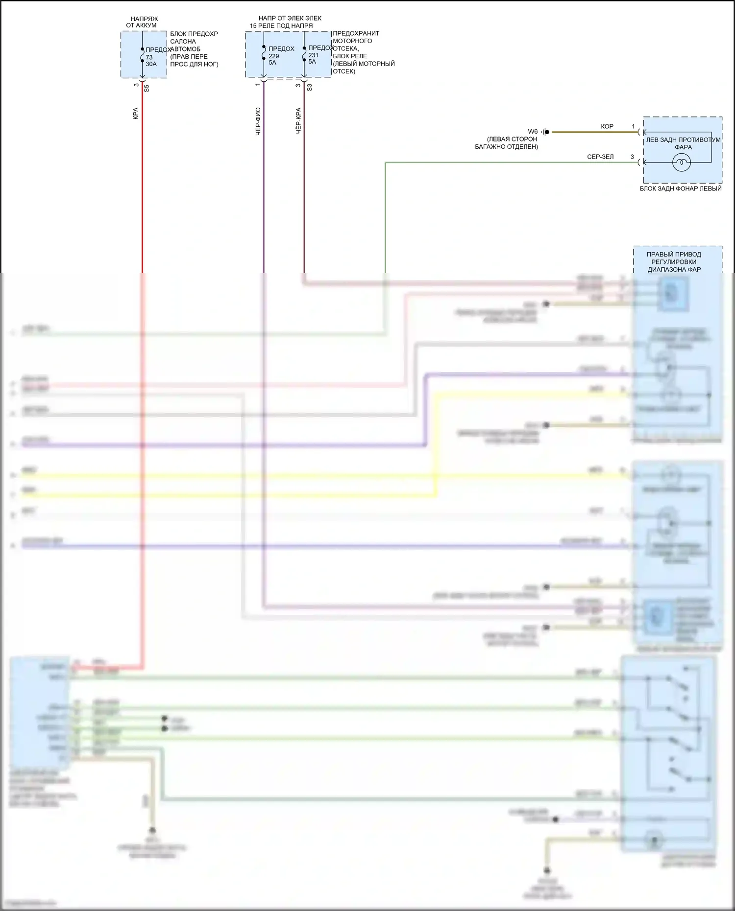 CLA-класс Mercedes-Benz C117/X117 рестайлинг (2016-2019): Электросхема фар, без би-ксенона и статических светодиодных фар (2 из 2) 
