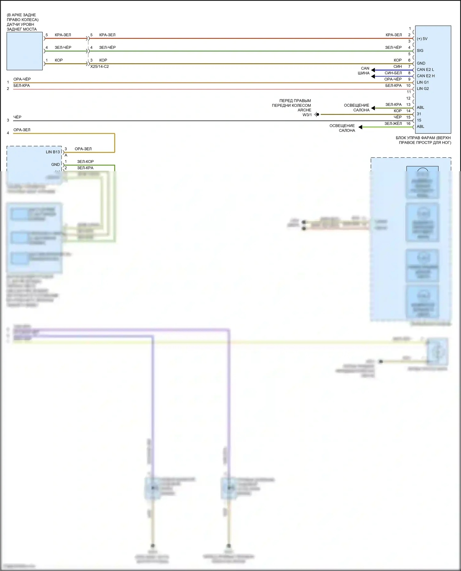 CLA-класс Mercedes-Benz C117/X117 рестайлинг (2016-2019): Электросхема фар, с биксеноновыми фарами (3 из 3) 