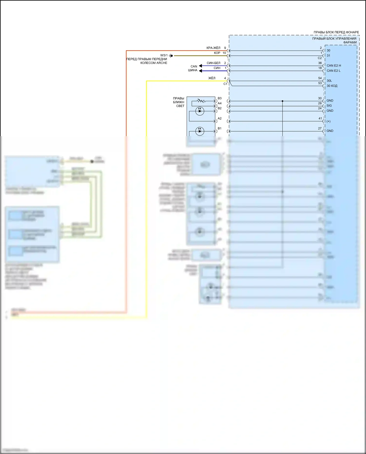 CLA-класс Mercedes-Benz C117/X117 рестайлинг (2016-2019): Электросхема фар, со статическими светодиодными фарами (3 из 3) 