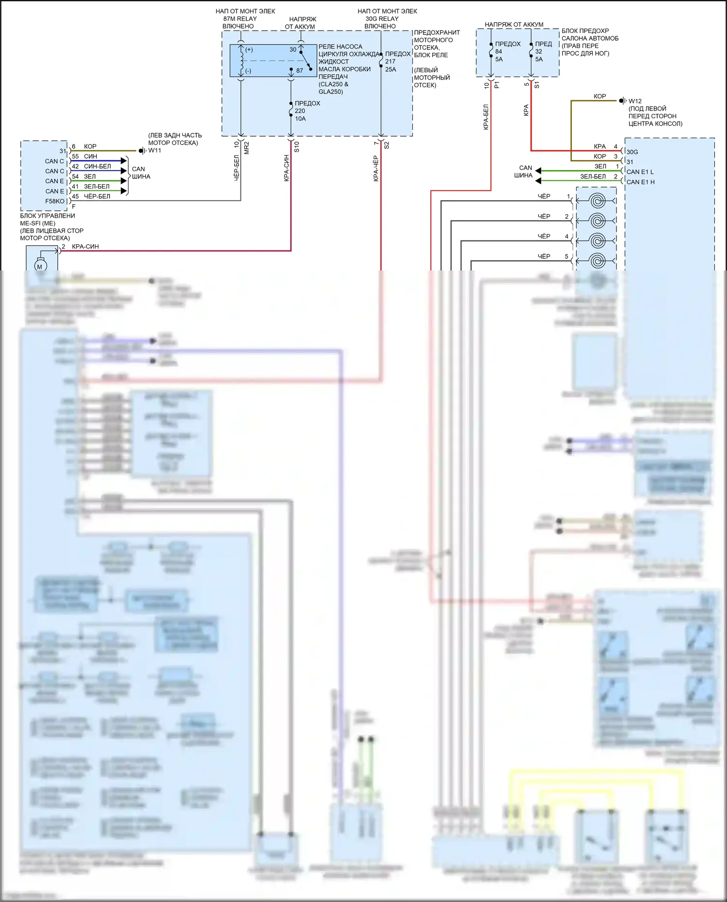 CLA-класс Mercedes-Benz C117/X117 рестайлинг (2016-2019): Электросхема автоматической коробки передач 