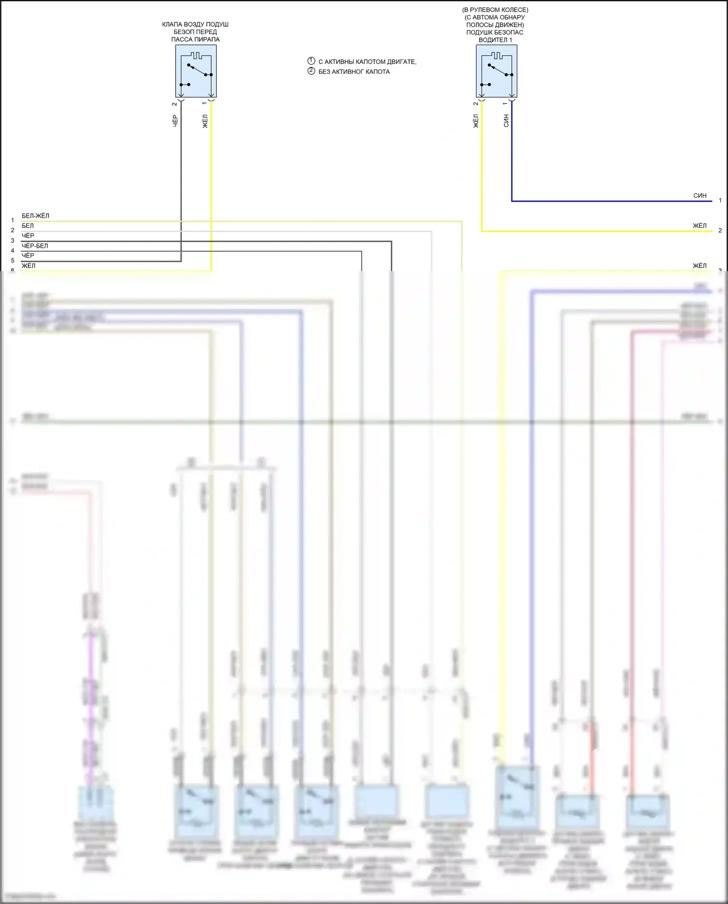 CLA-класс Mercedes-Benz C117/X117 рестайлинг (2016-2019): Электросхема подушек безопасности (2 из 4) 