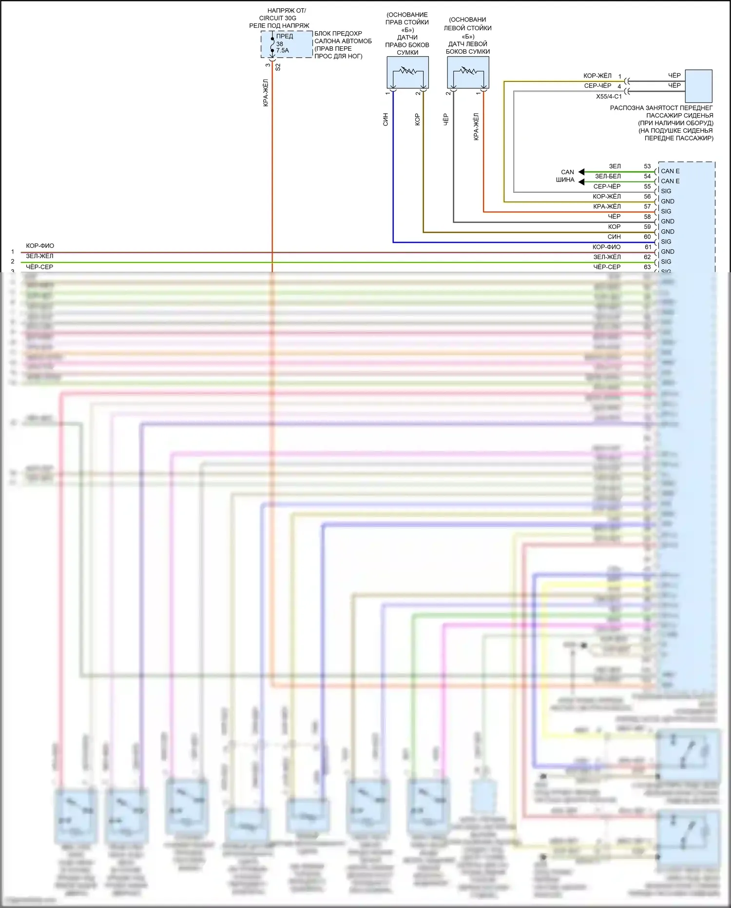 CLA-класс Mercedes-Benz C117/X117 рестайлинг (2016-2019): Электросхема подушек безопасности (4 из 4) 
