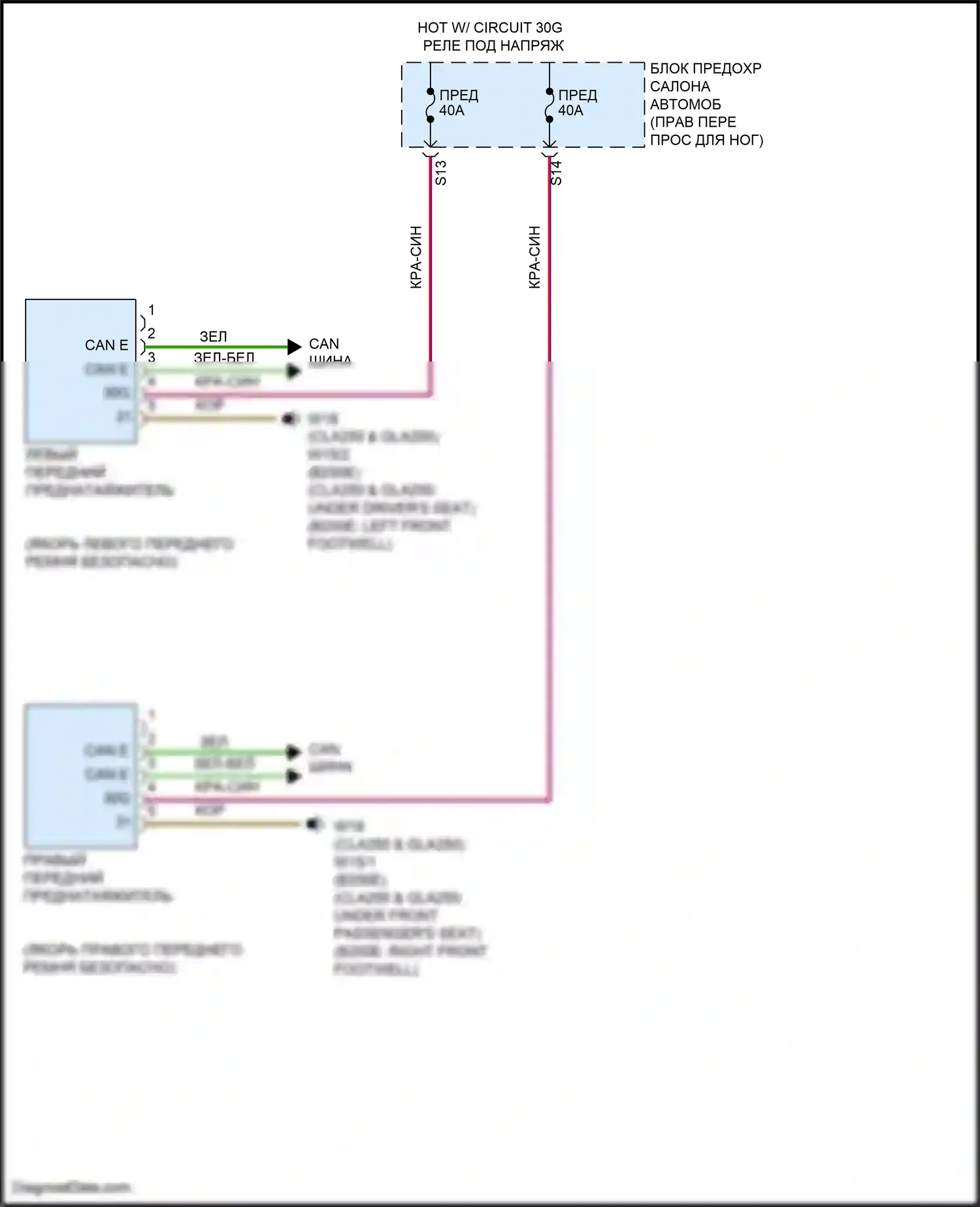CLA-класс Mercedes-Benz C117/X117 рестайлинг (2016-2019): Электросхема преднатяжителей ремней безопасности 