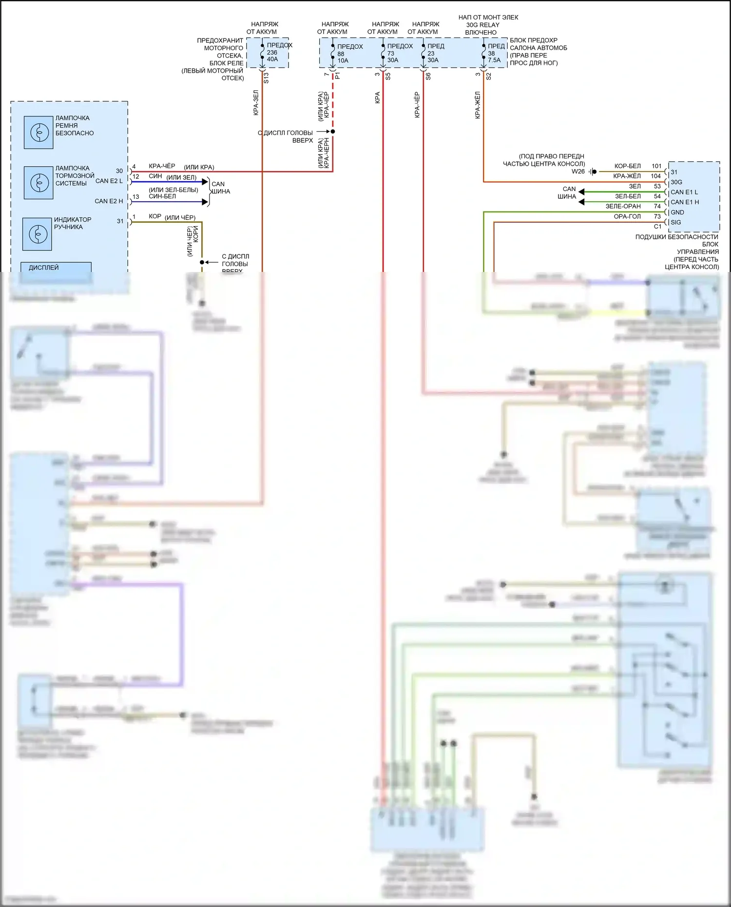 CLA-класс Mercedes-Benz C117/X117 рестайлинг (2016-2019): Электросхема предупредительного ремня безопасности 