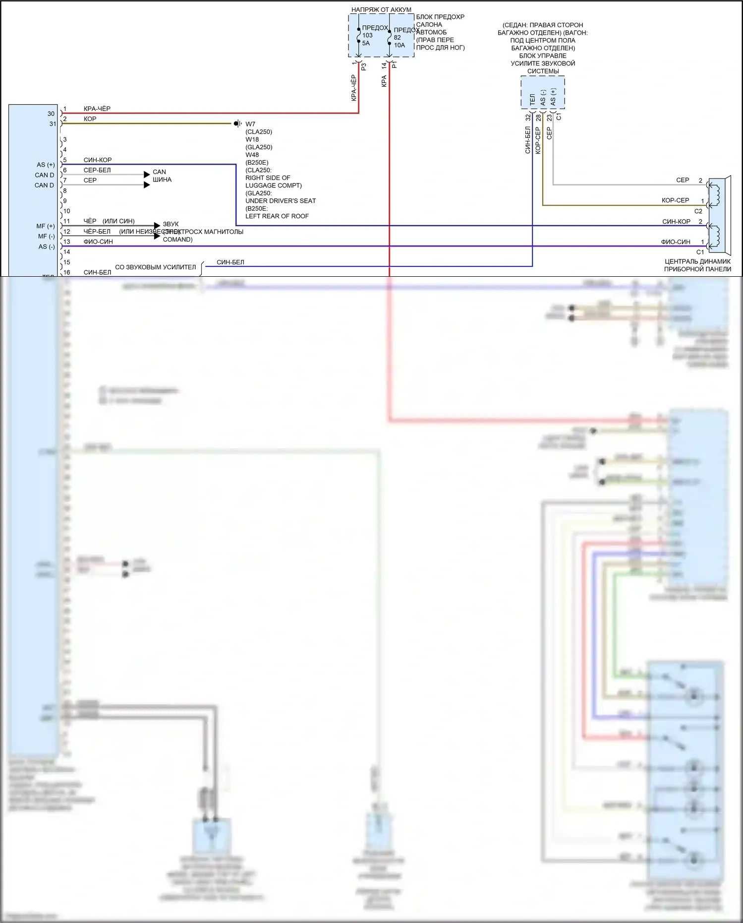 CLA-класс Mercedes-Benz C117/X117 рестайлинг (2016-2019): Электросхема экстренного вызова 
