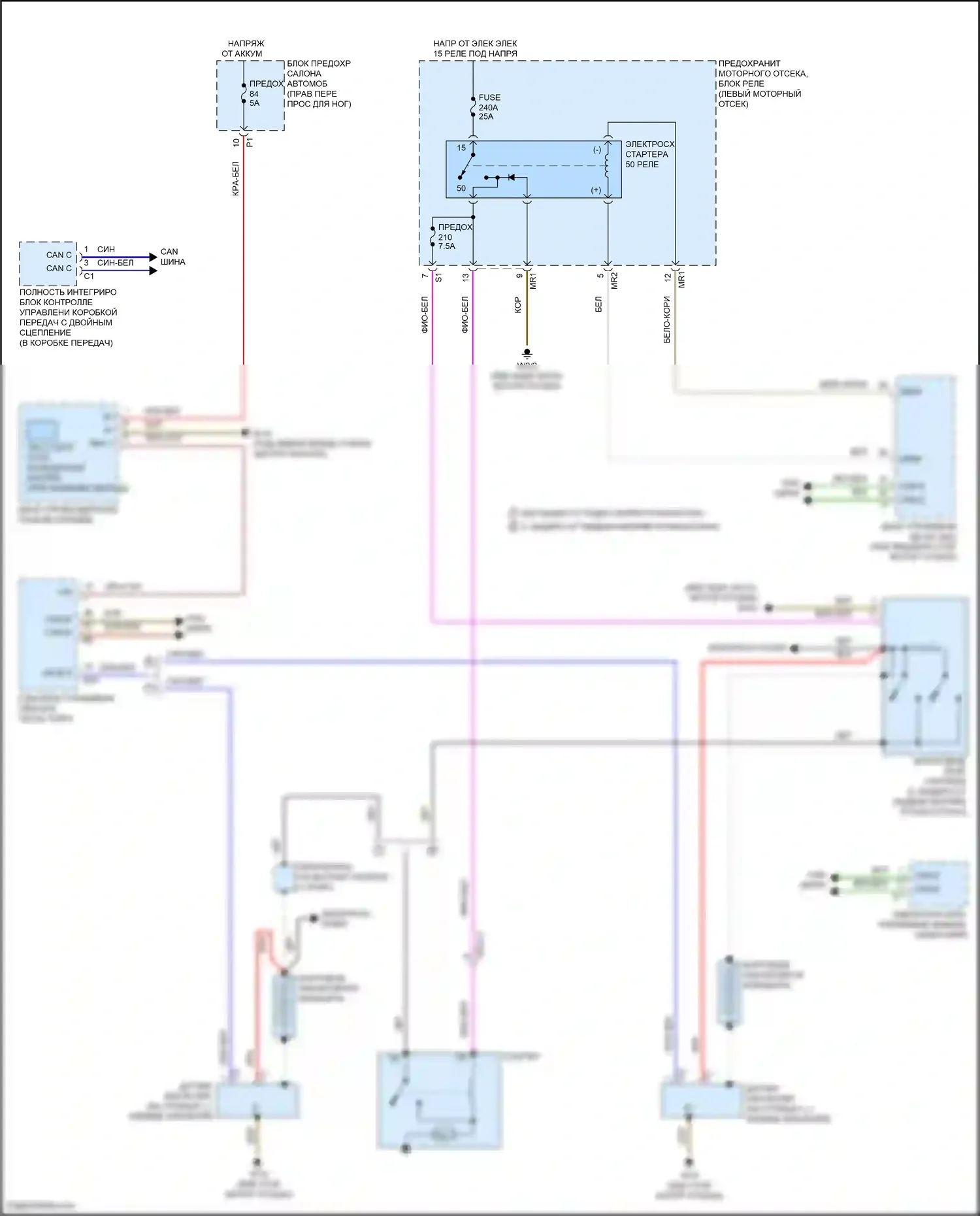 CLA-класс Mercedes-Benz C117/X117 рестайлинг (2016-2019): Электросхема стартера 