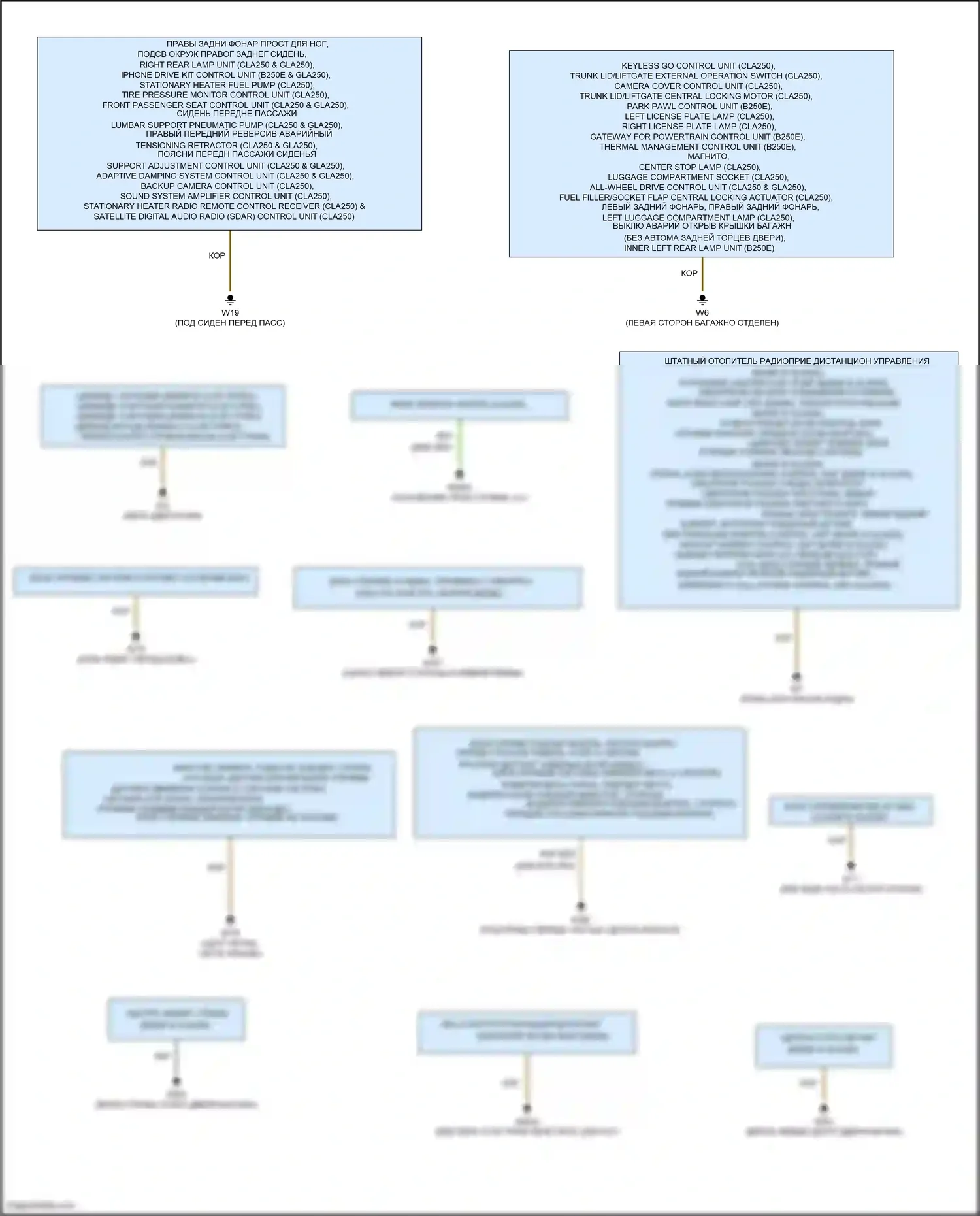CLA-класс Mercedes-Benz C117/X117 рестайлинг (2016-2019): Электросхема разводки массы (2 из 2) 