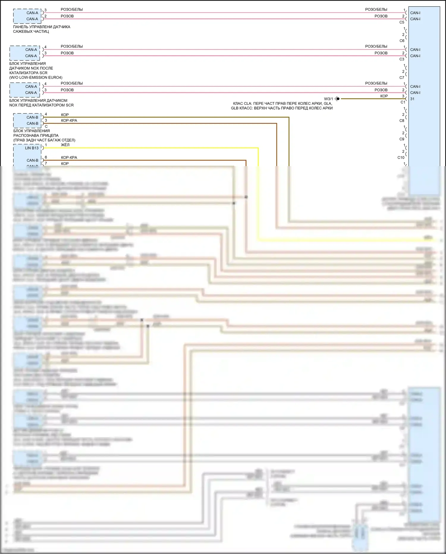 CLA-класс Mercedes-Benz C118 (2019-2023): Электросхема шины высокого/низкого уровня (5 из 6) 