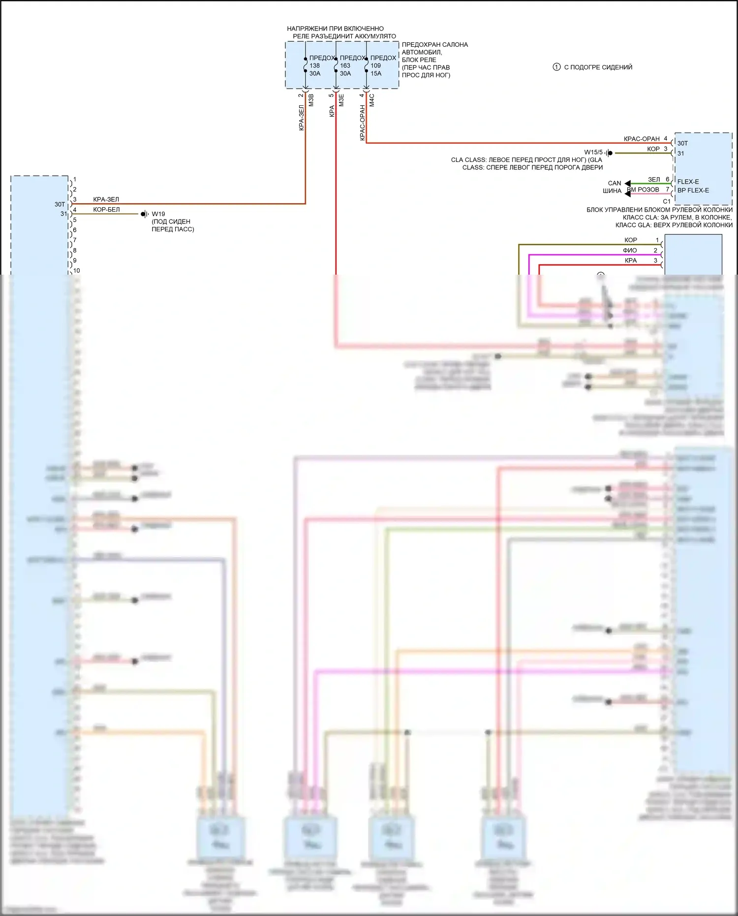 CLA-класс Mercedes-Benz C118 (2019-2023): Электросхема сиденья памяти пассажира 