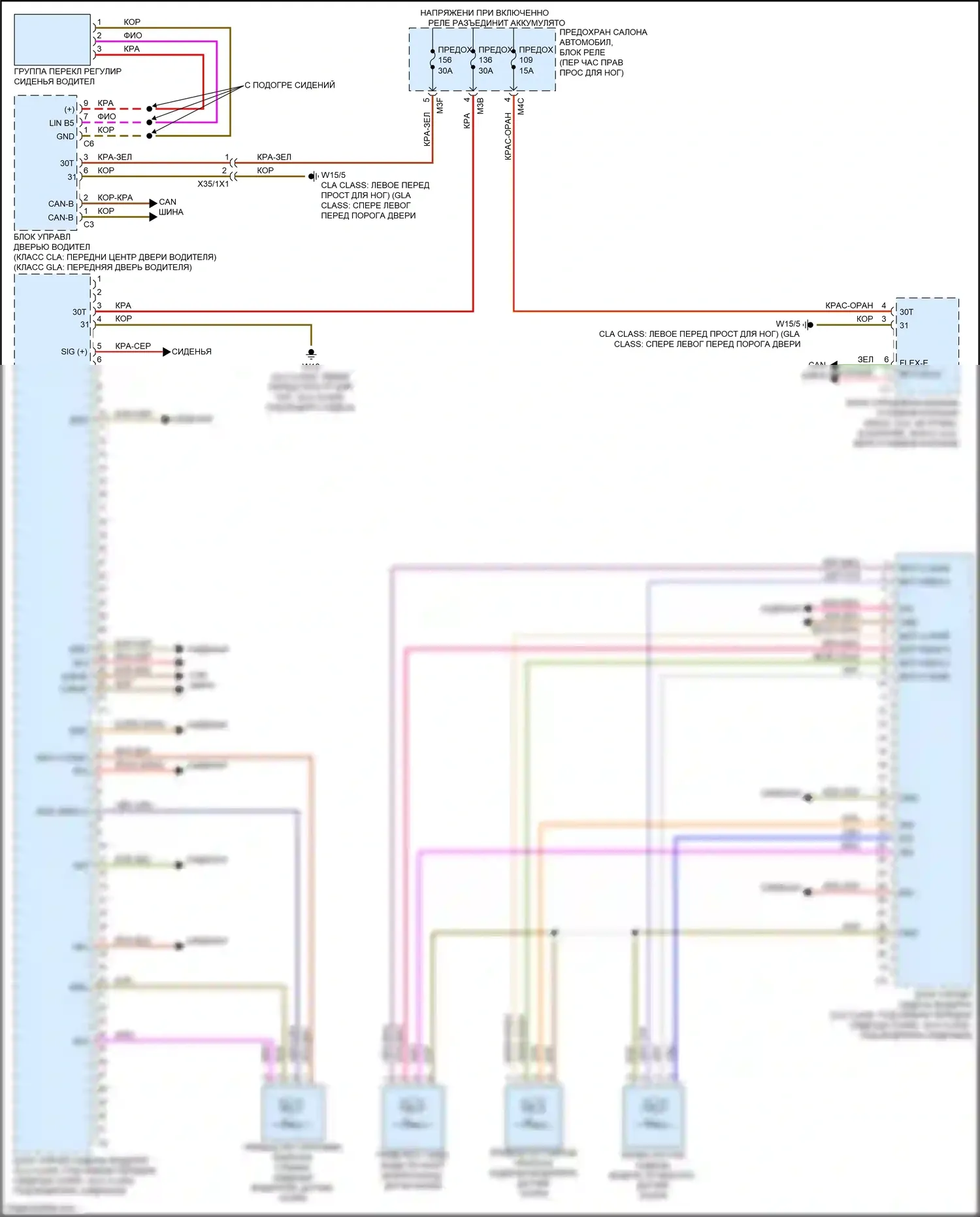 CLA-класс Mercedes-Benz C118 (2019-2023): Электросхема сиденья памяти водителя 