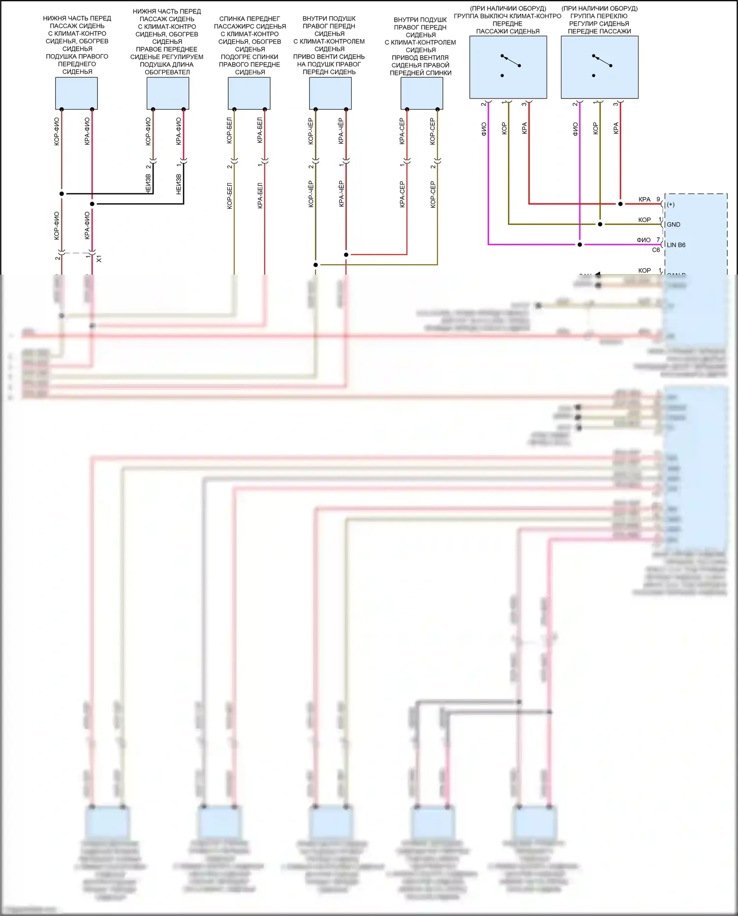 CLA-класс Mercedes-Benz C118 (2019-2023): Электросхема передней вентиляции и подогрева сидений, с памятью (2 из 2) 