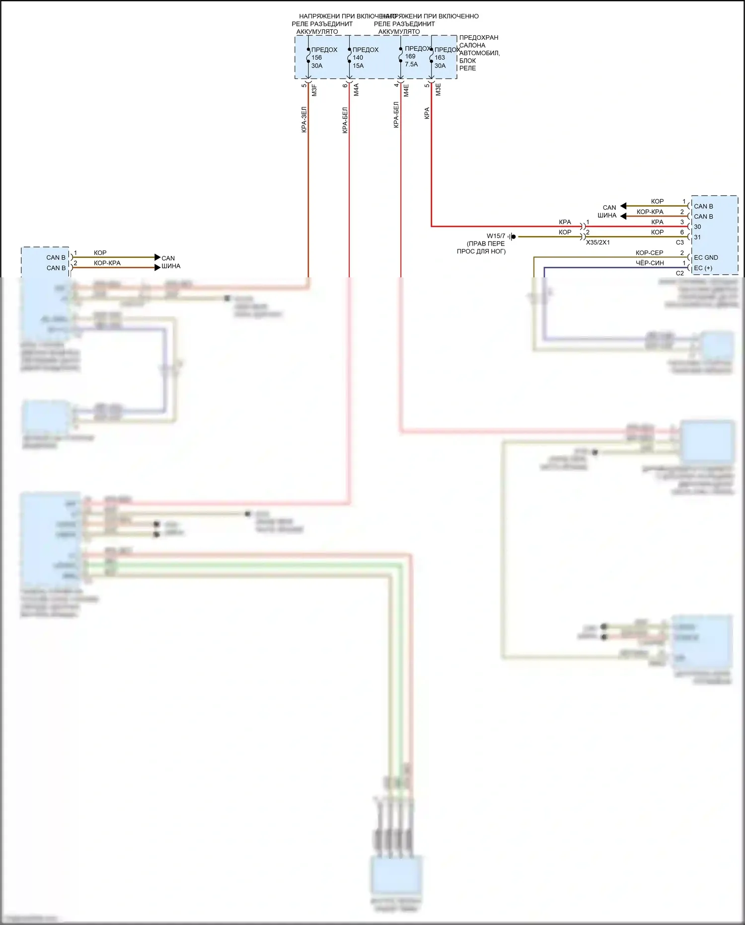 CLA-класс Mercedes-Benz C118 (2019-2023): Электросхема управления зеркалами заднего вида 