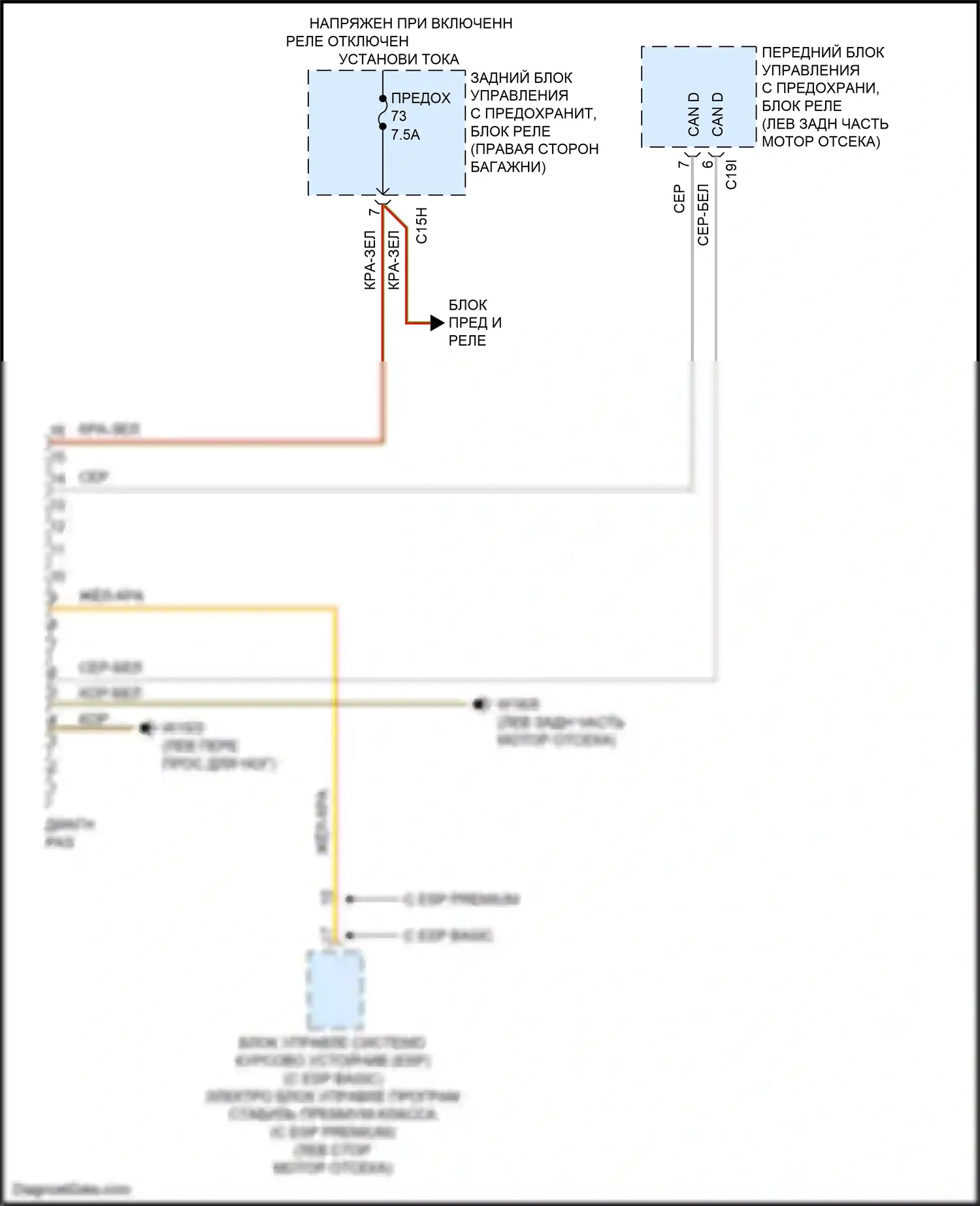 CLS-класс AMG Mercedes-Benz C218/X218 (2010-2014): Электросхема диагностического разхъема 