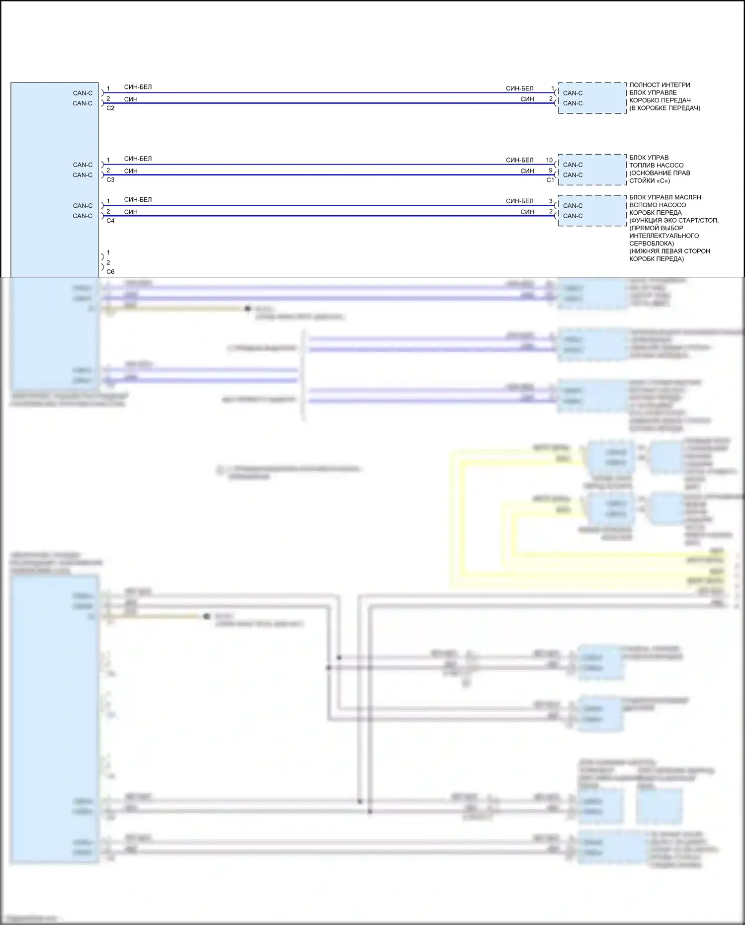CLS-класс AMG Mercedes-Benz C218/X218 (2010-2014): Электросхема шины высокого/низкого уровня (1 из 4) 