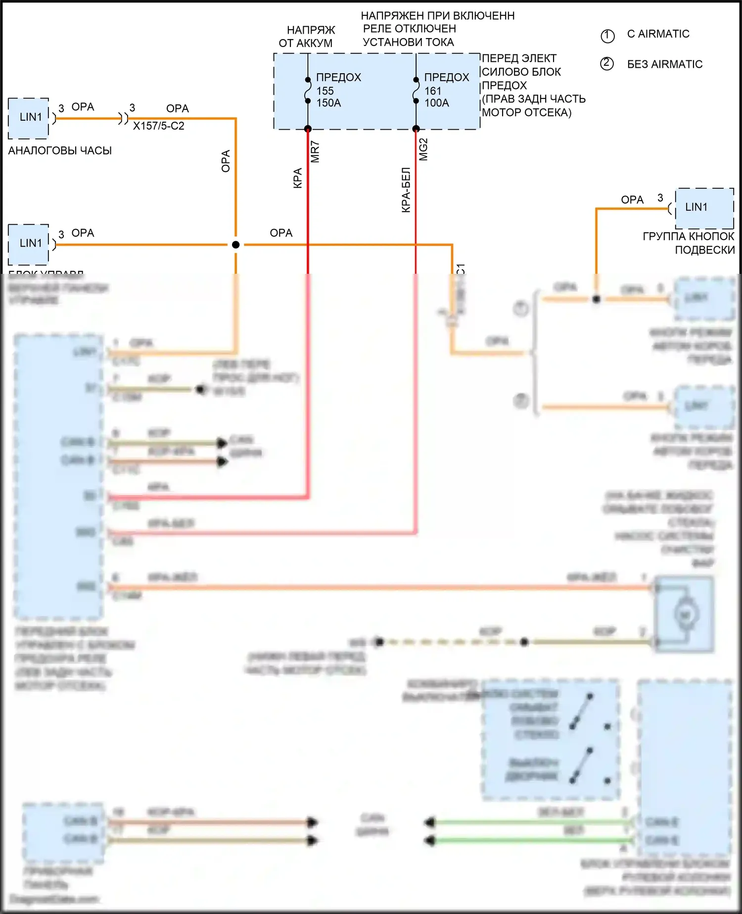 CLS-класс AMG Mercedes-Benz C218/X218 (2010-2014): Электросхема омывателя фар 