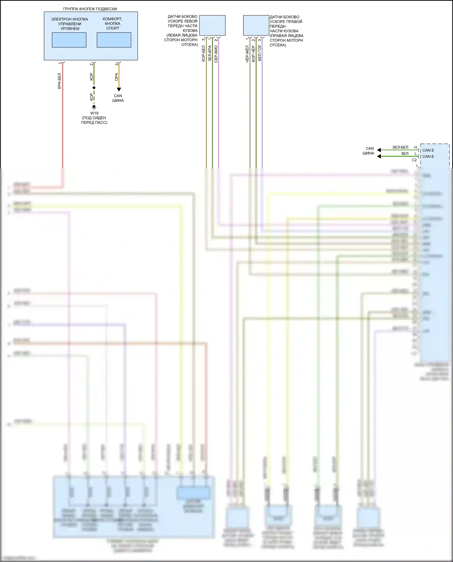 CLS-класс AMG Mercedes-Benz C218/X218 (2010-2014): Электросхема электронной подвески (2 из 2) 