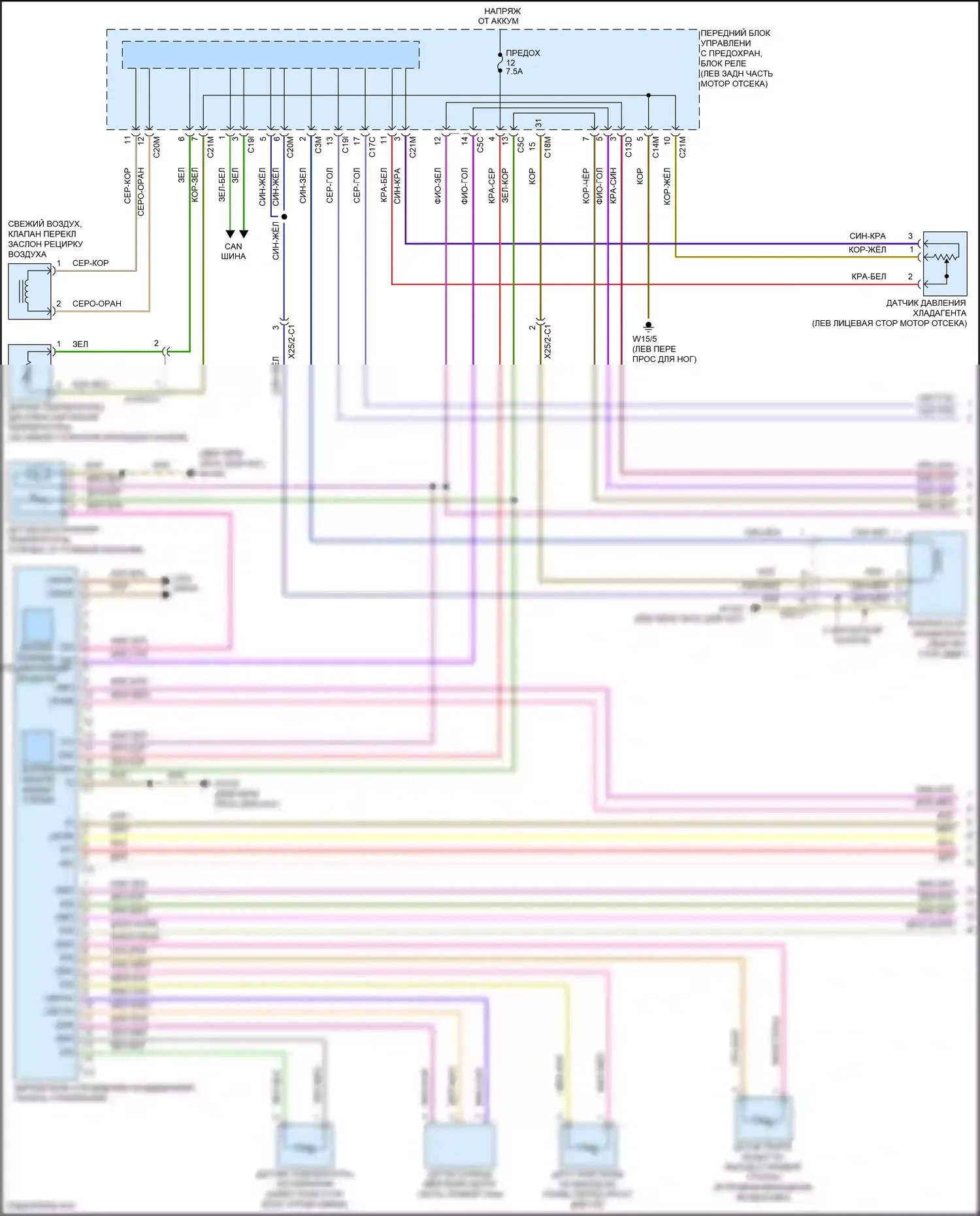 CLS-класс AMG Mercedes-Benz C218/X218 (2010-2014): Электросхема климат контроля, без 3-х зон (1 из 3) 