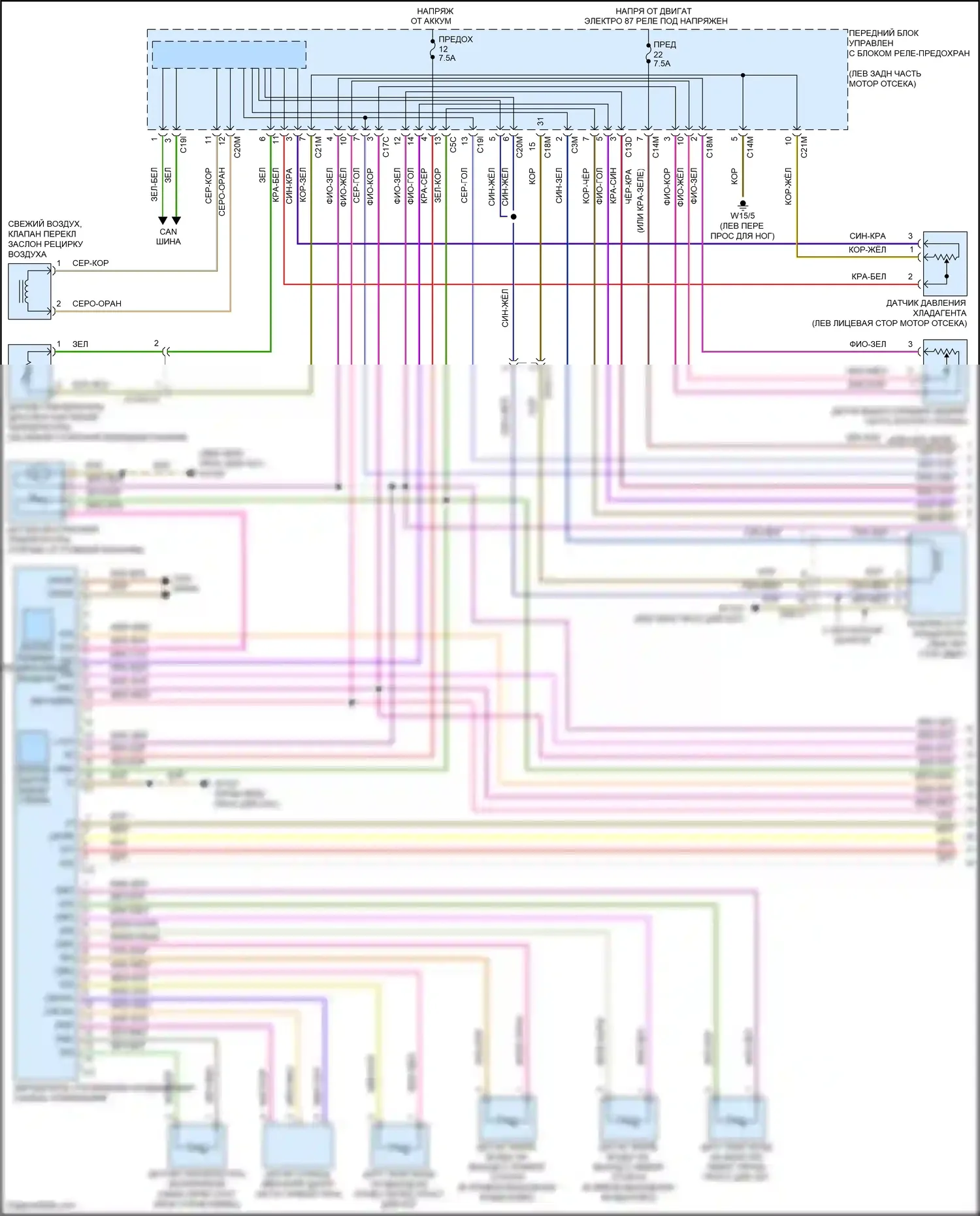 CLS-класс AMG Mercedes-Benz C218/X218 (2010-2014): Электросхема климат контроля, с 3-зонной (1 из 3) 
