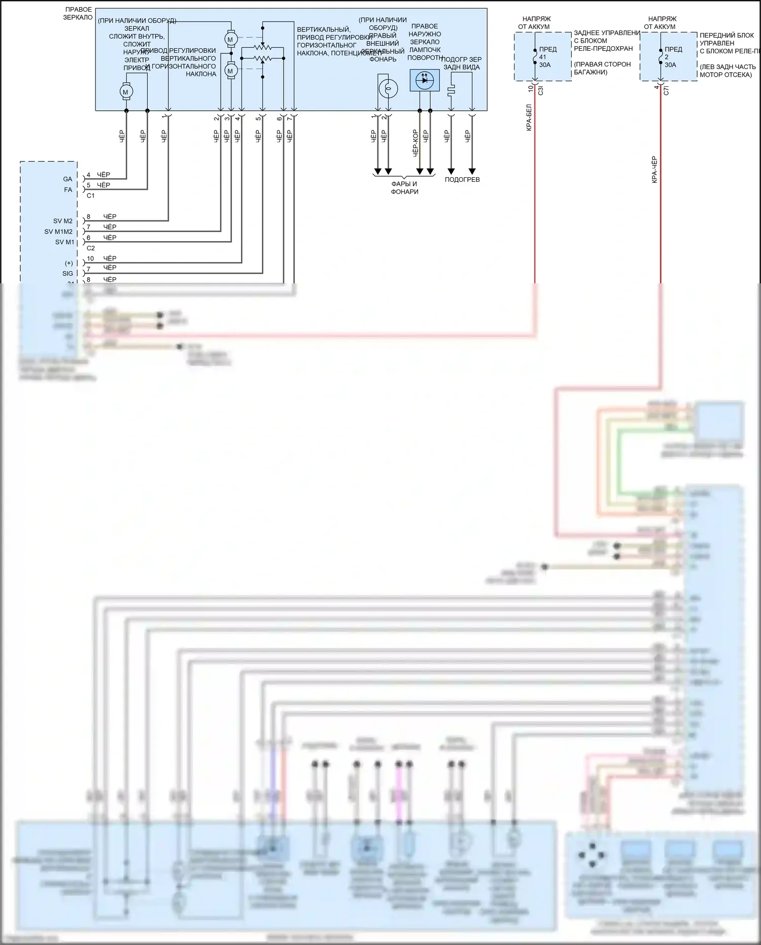 CLS-класс AMG Mercedes-Benz C218/X218 (2010-2014): Электросхема зеркал памяти 