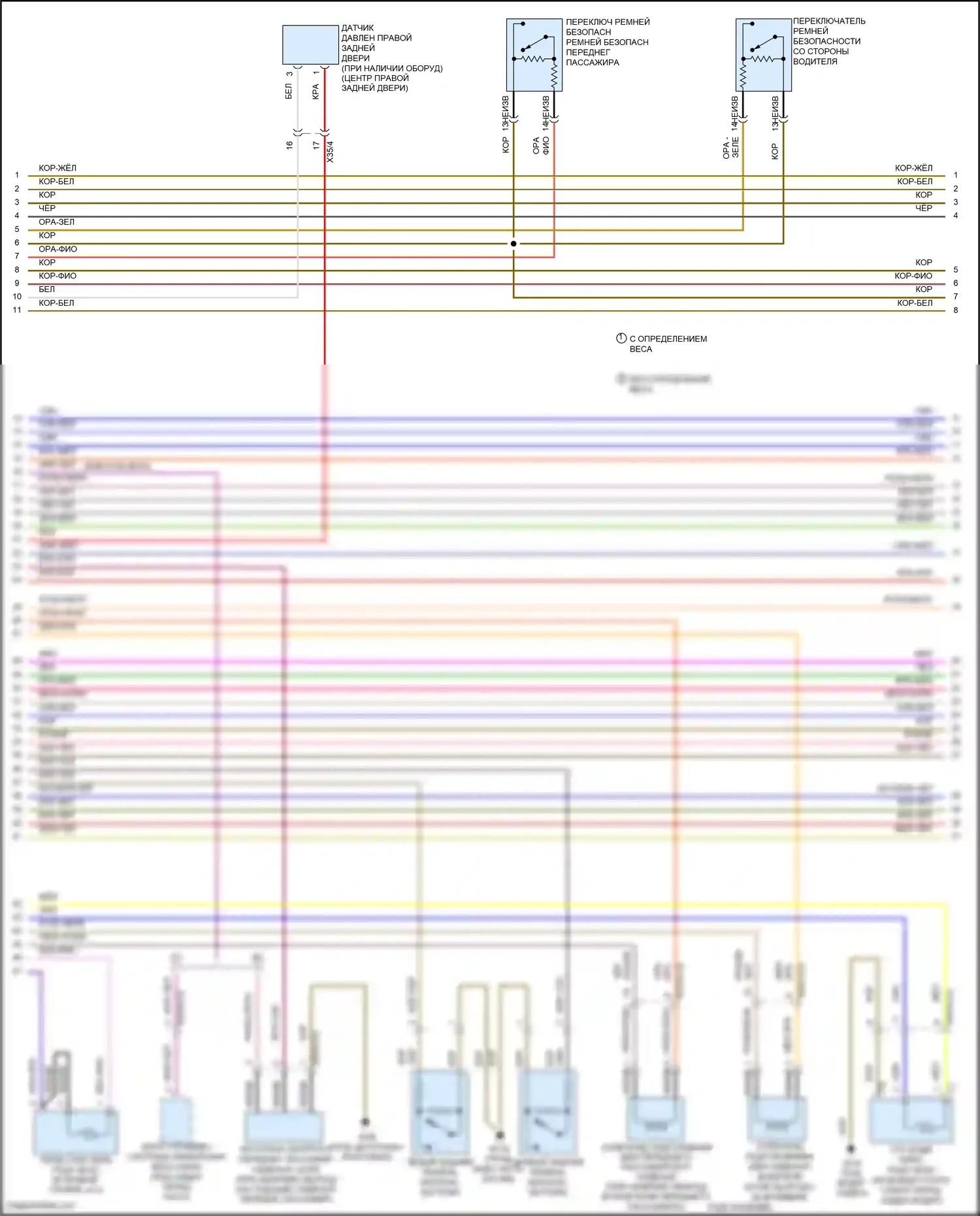 CLS-класс AMG Mercedes-Benz C218/X218 (2010-2014): Электросхема подушек безопасности (2 из 4) 