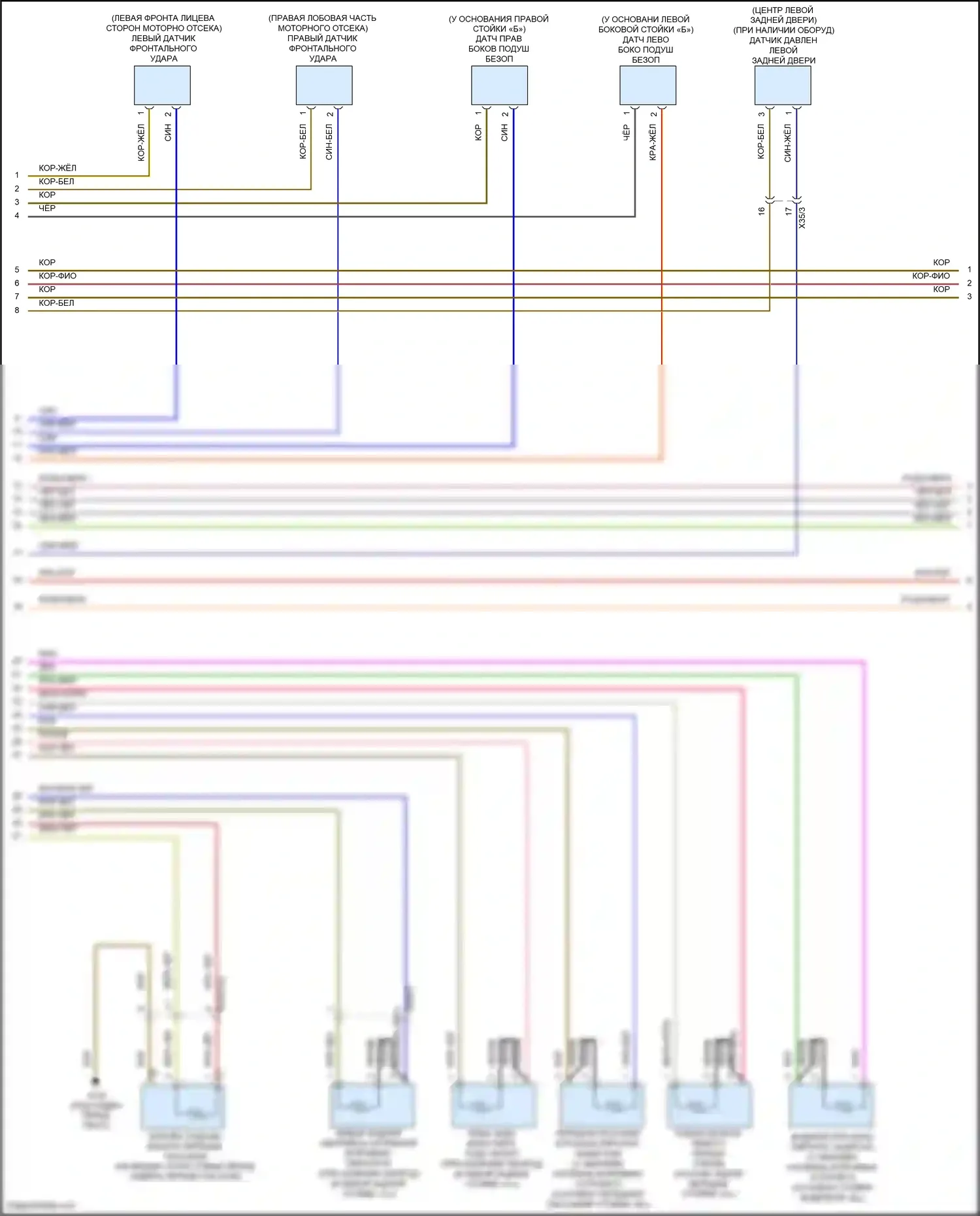 CLS-класс AMG Mercedes-Benz C218/X218 (2010-2014): Электросхема подушек безопасности (3 из 4) 