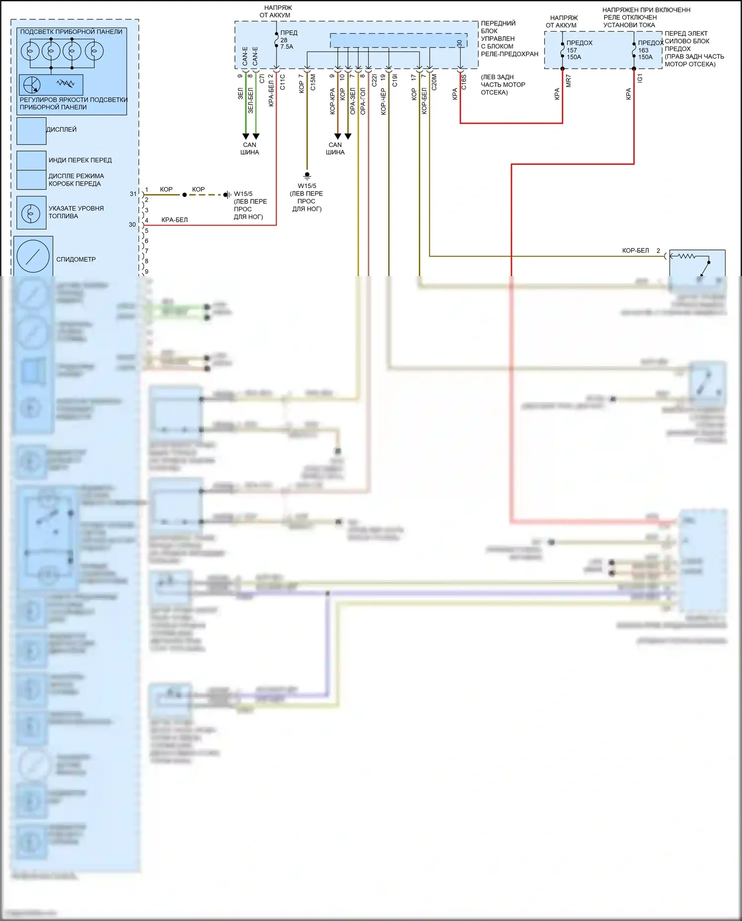 CLS-класс AMG Mercedes-Benz C218/X218 (2010-2014): Электросхема приборной панели 