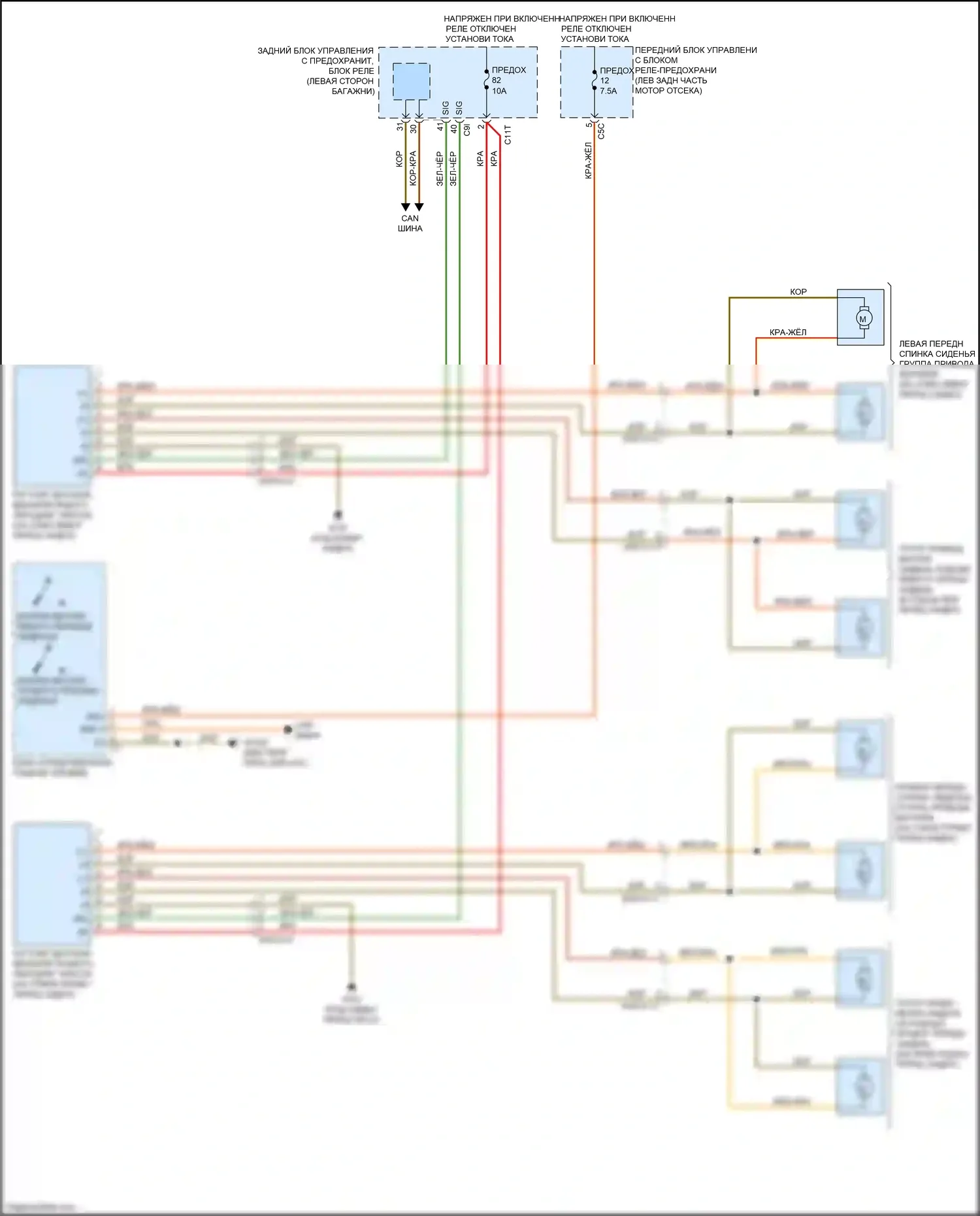 CLS-класс AMG Mercedes-Benz C218/X218 (2010-2014): Электросхема вентиляции сиденья 