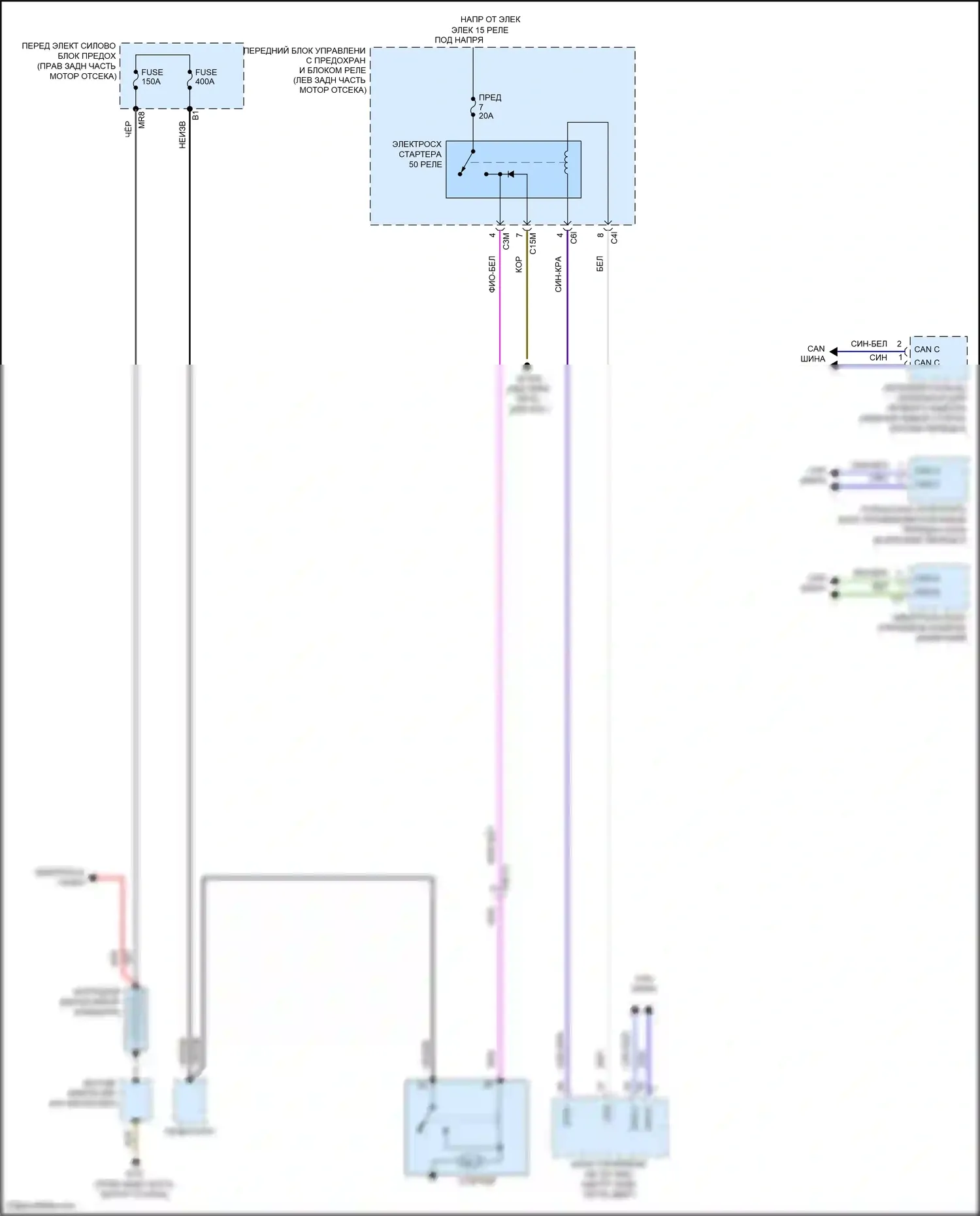 CLS-класс AMG Mercedes-Benz C218/X218 (2010-2014): Электросхема стартера 