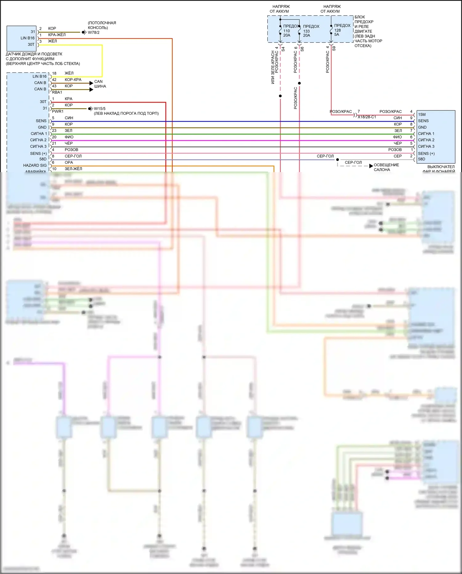 CLS-класс AMG Mercedes-Benz C257 рестайлинг (2021-2024): Электросхема фар и фонарей (2 из 2) 