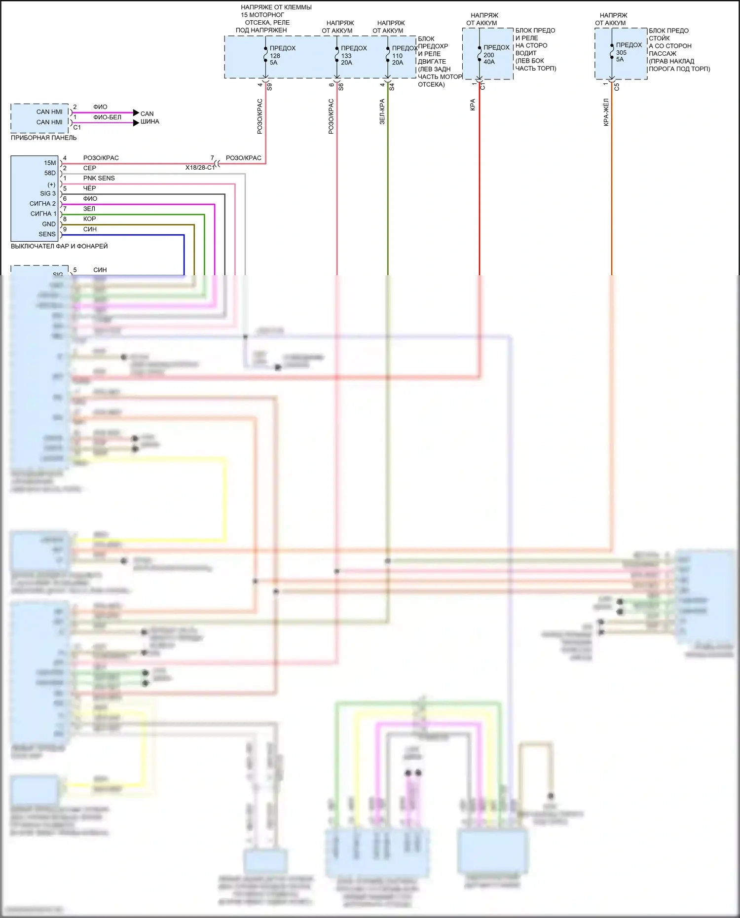 CLS-класс AMG Mercedes-Benz C257 рестайлинг (2021-2024): Электросхема фар, с адаптивными светодиодными фарами 