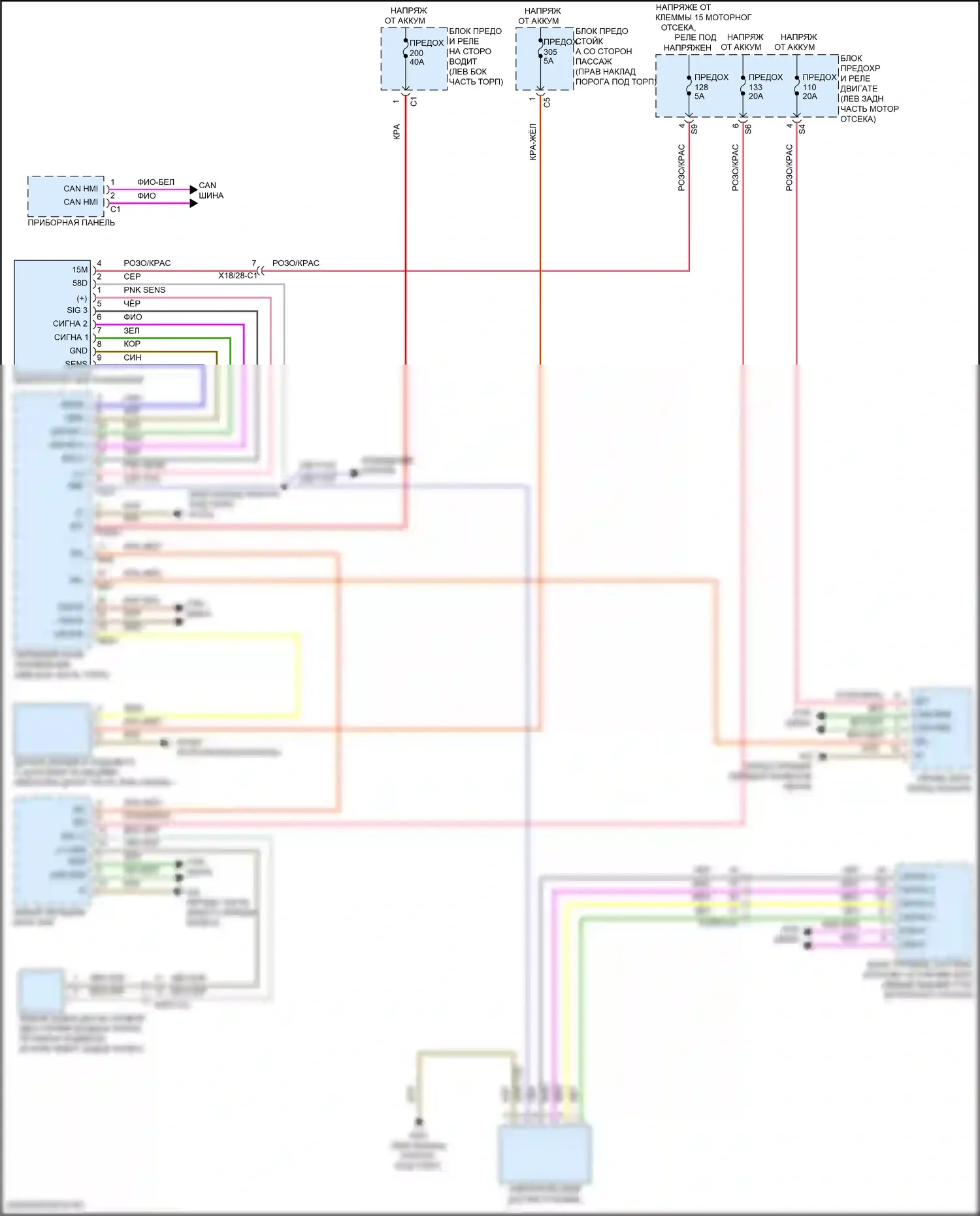 CLS-класс AMG Mercedes-Benz C257 рестайлинг (2021-2024): Электросхема фар, со статическими светодиодными фарами 