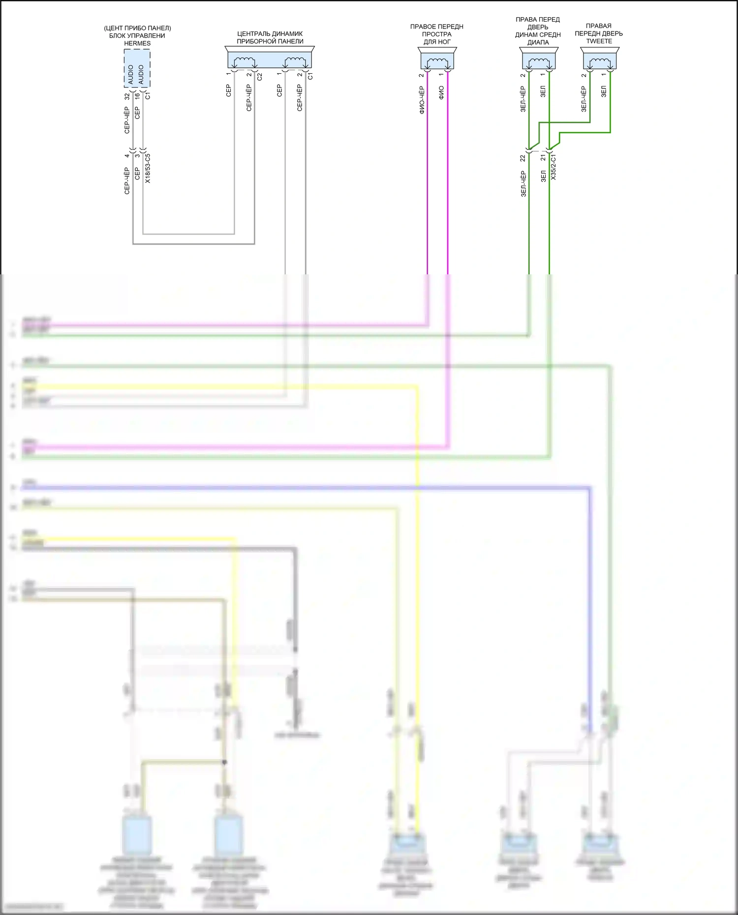 CLS-класс AMG Mercedes-Benz C257 рестайлинг (2021-2024): Электросхема усилителя звука, без усиленного двигателя и усовершенствованной звуковой системы (2 из 2) 