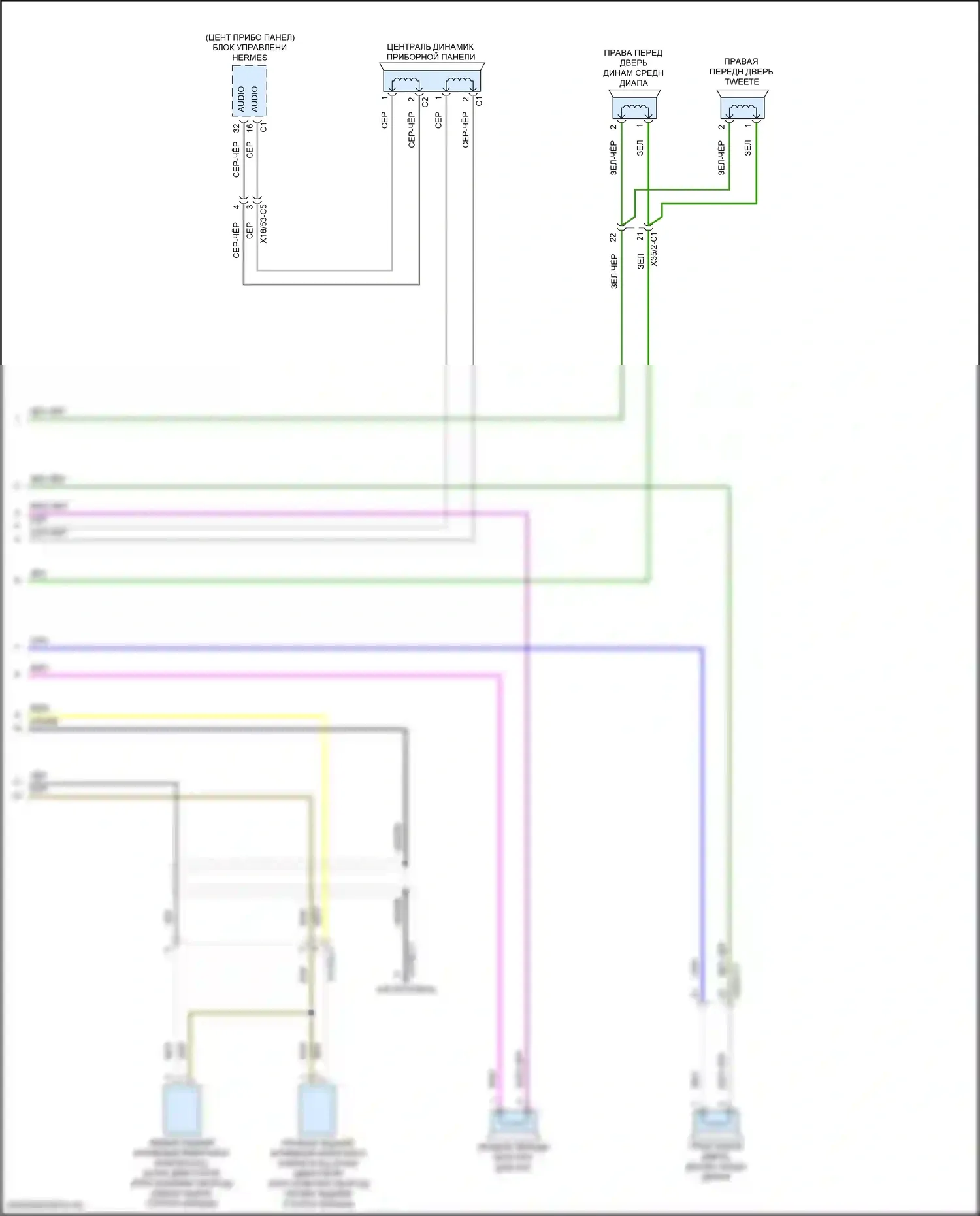 CLS-класс AMG Mercedes-Benz C257 рестайлинг (2021-2024): Электросхема усилителя звука, с усиленным двигателем (2 из 2) 