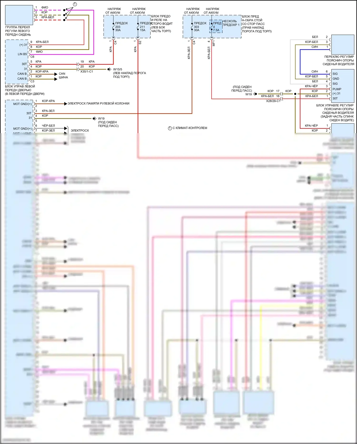 CLS-класс AMG Mercedes-Benz C257 рестайлинг (2021-2024): Электросхема сиденья памяти водителя 