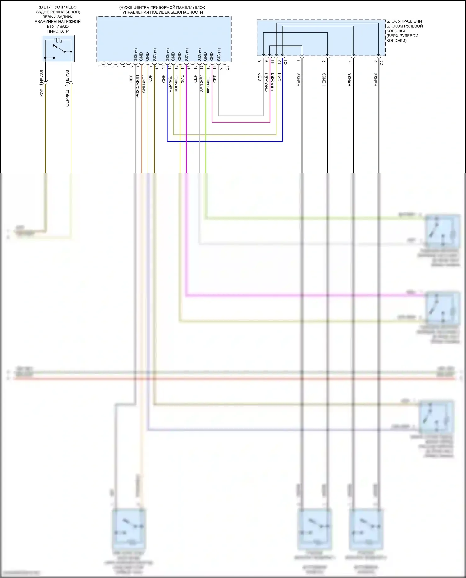 CLS-класс AMG Mercedes-Benz C257 рестайлинг (2021-2024): Электросхема подушек безопасности (3 из 5) 