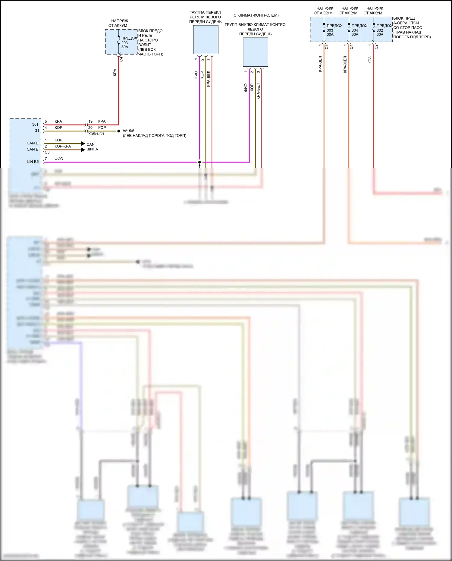 CLS-класс AMG Mercedes-Benz C257 рестайлинг (2021-2024): Электросхема передней вентиляции и подогрева сидений, с памятью (1 из 2) 
