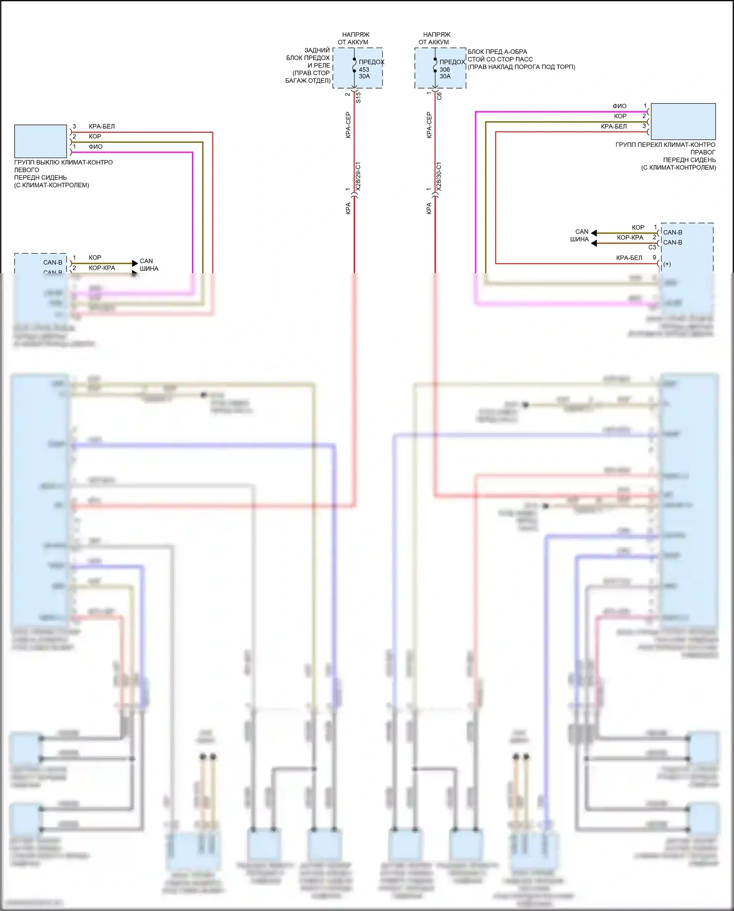 CLS-класс AMG Mercedes-Benz C257 рестайлинг (2021-2024): Электросхема передних обогреваемых сидений 