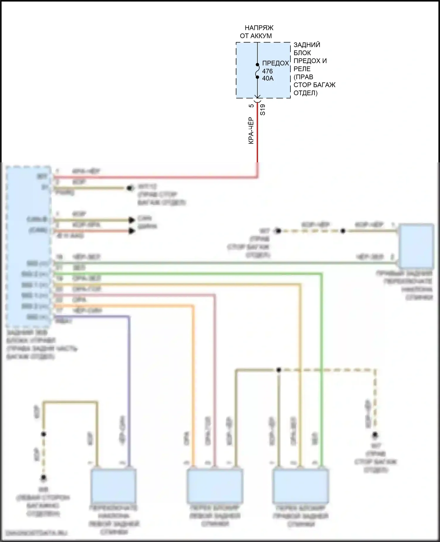 CLS-класс AMG Mercedes-Benz C257 рестайлинг (2021-2024): Электросхема заднего подголовника 