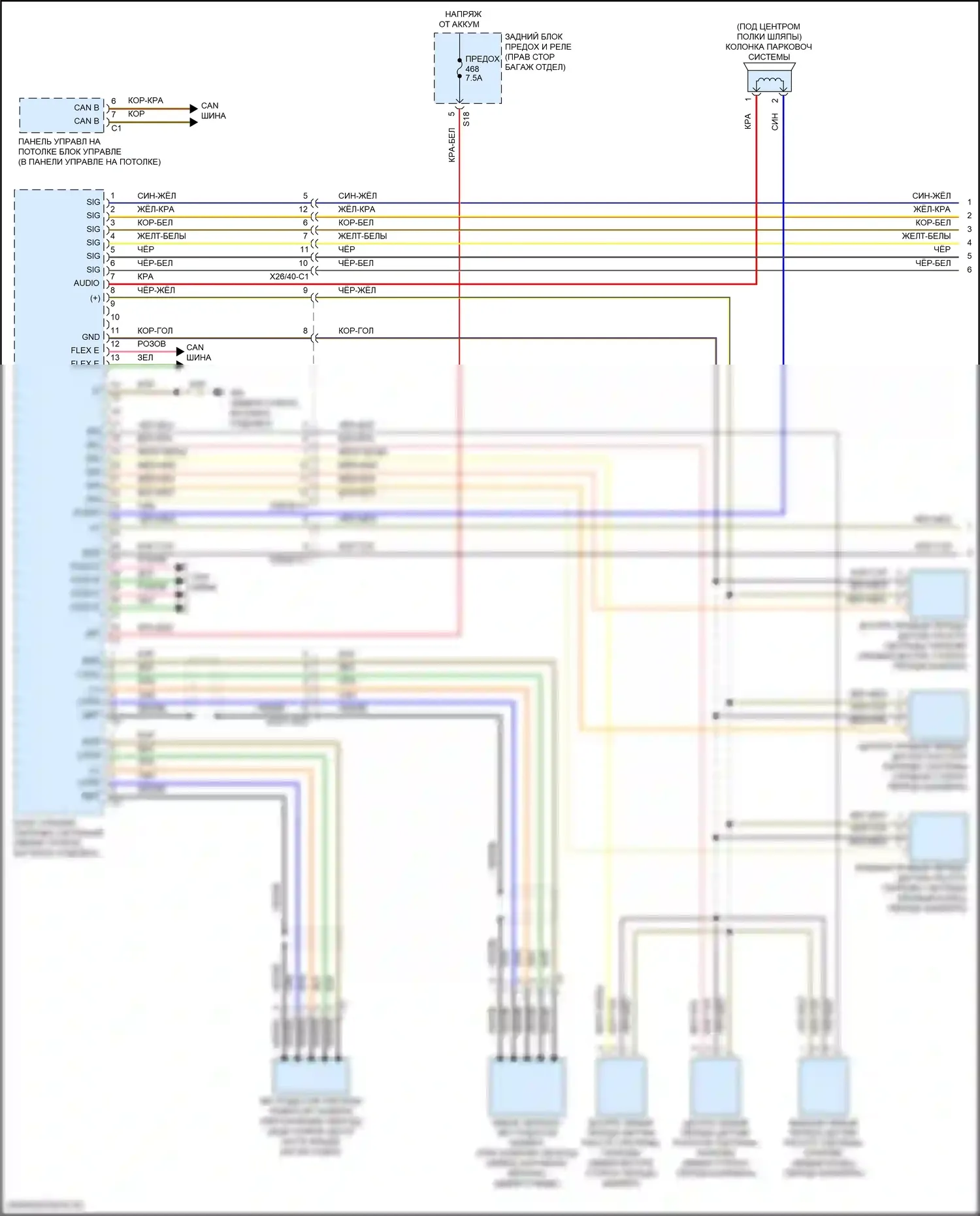 CLS-класс AMG Mercedes-Benz C257 рестайлинг (2021-2024): Электросхема парктроника (1 из 2) 