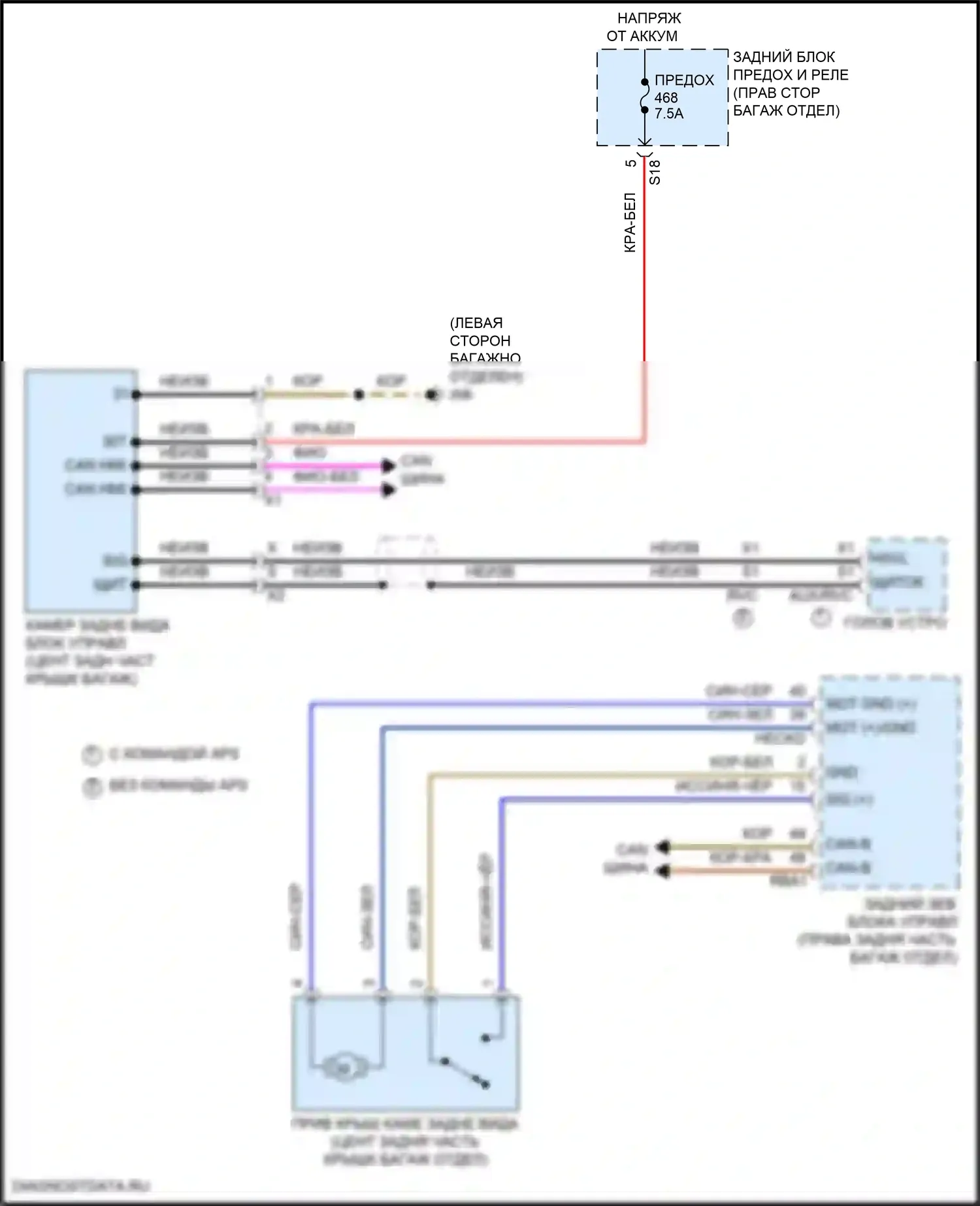 CLS-класс AMG Mercedes-Benz C257 рестайлинг (2021-2024): Электросхема задней камеры 