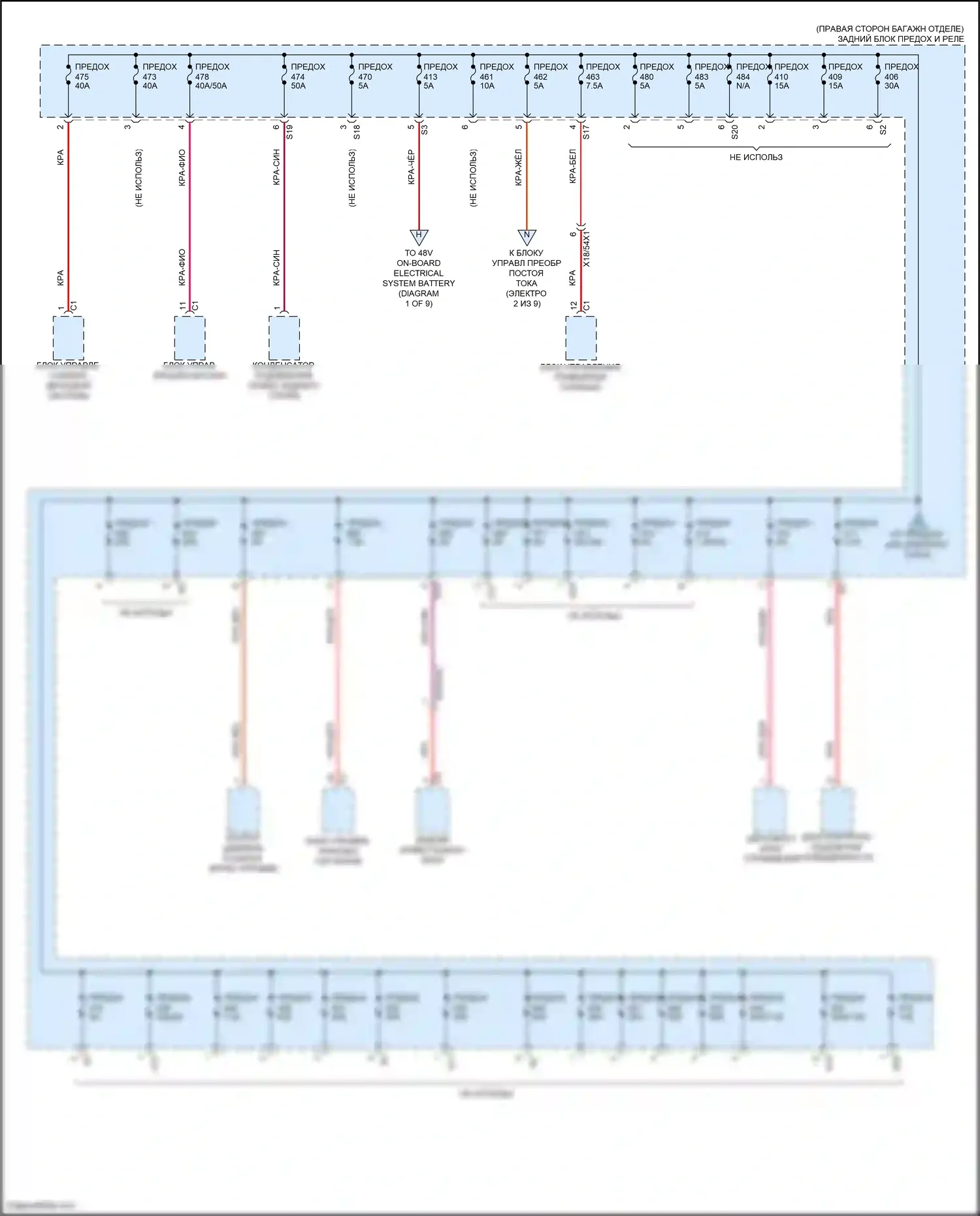 CLS-класс Mercedes-Benz C257 рестайлинг (2021-2024): Электросхема блока предохранителей реле (6 из 9) 