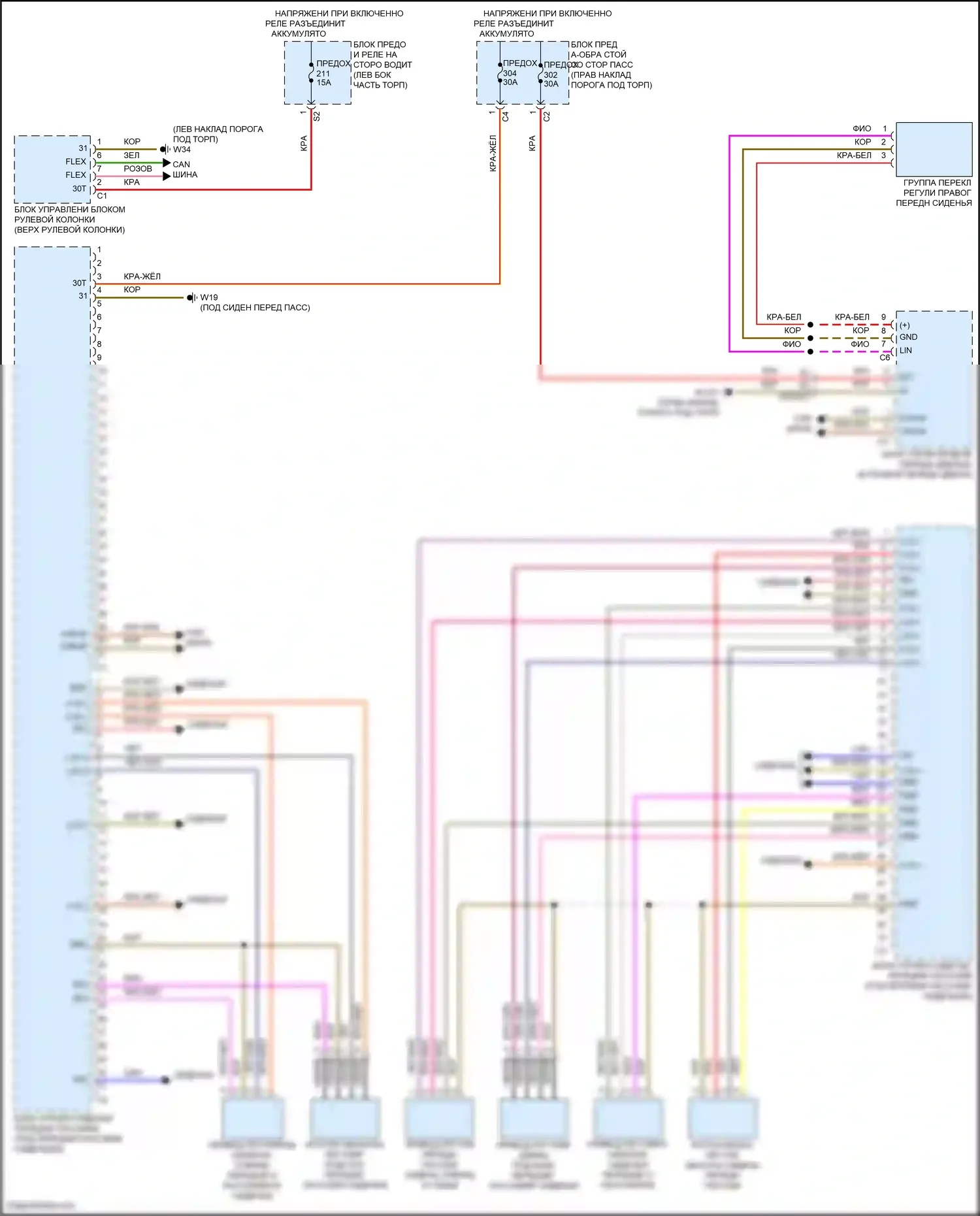 CLS-класс Mercedes-Benz C257 рестайлинг (2021-2024): Электросхема сиденья памяти переднего пассажира 