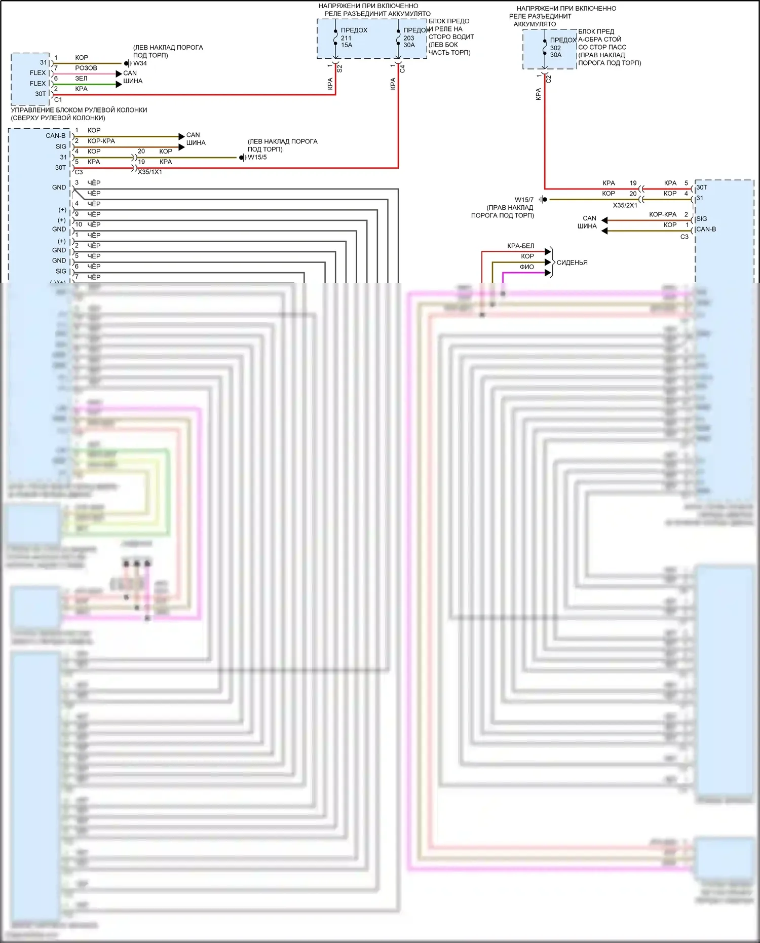 CLS-класс Mercedes-Benz C257 рестайлинг (2021-2024): Электросхема зеркал памяти 