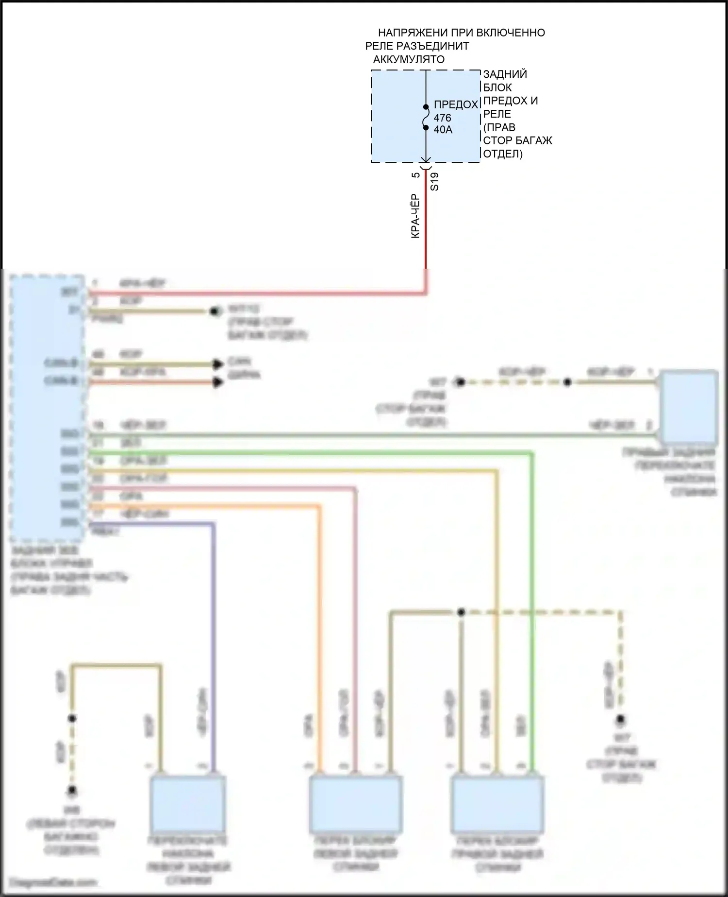 CLS-класс Mercedes-Benz C257 рестайлинг (2021-2024): Электросхема заднего подголовника 
