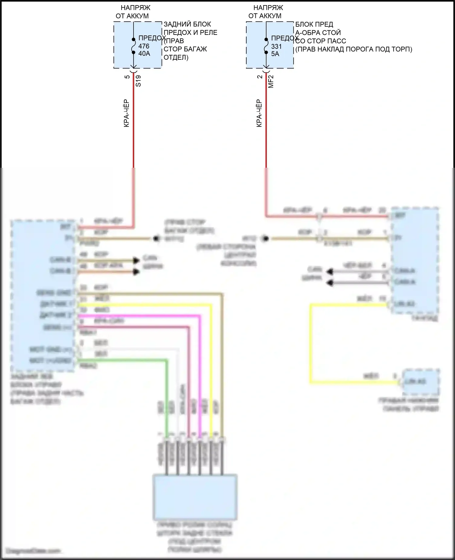 CLS-класс Mercedes-Benz C257 рестайлинг (2021-2024): Электросхема солнцезащитного козырька заднего стекла 