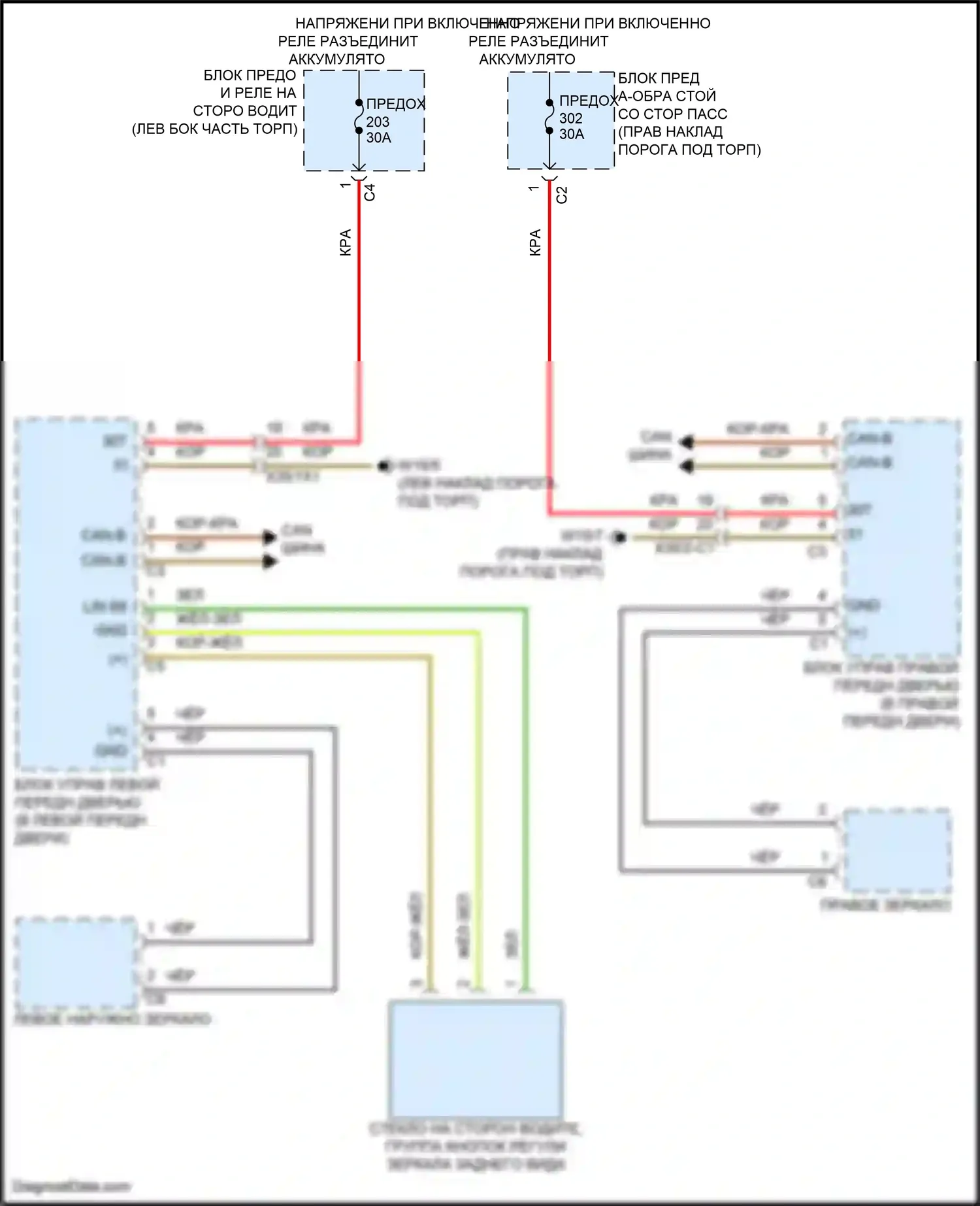 CLS-класс Mercedes-Benz C257 рестайлинг (2021-2024): Электросхема зеркал с откидными зеркалами 