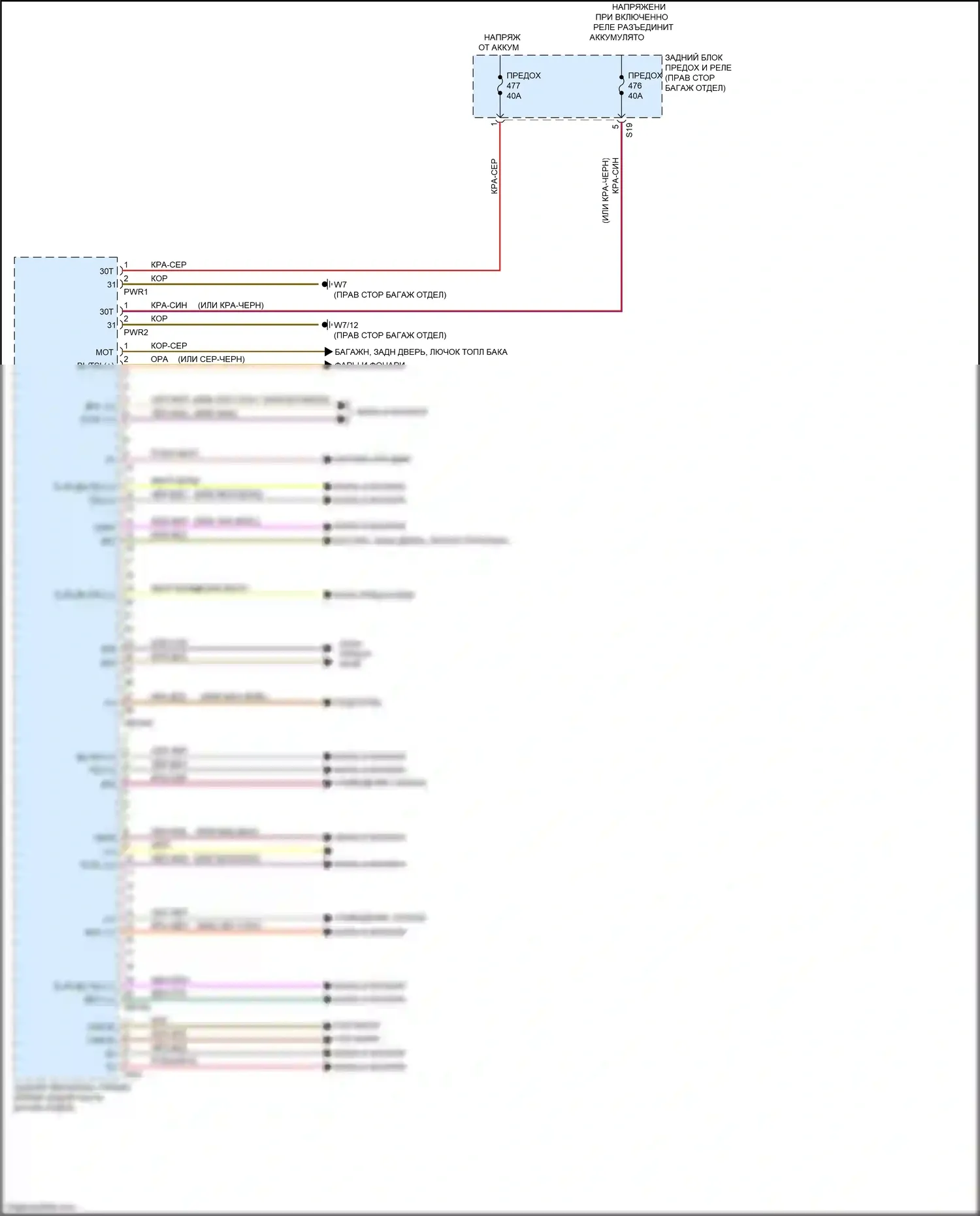 CLS-класс Mercedes-Benz C257 (2017-2021): Электросхема заднего блока управления sam (1 из 2) 