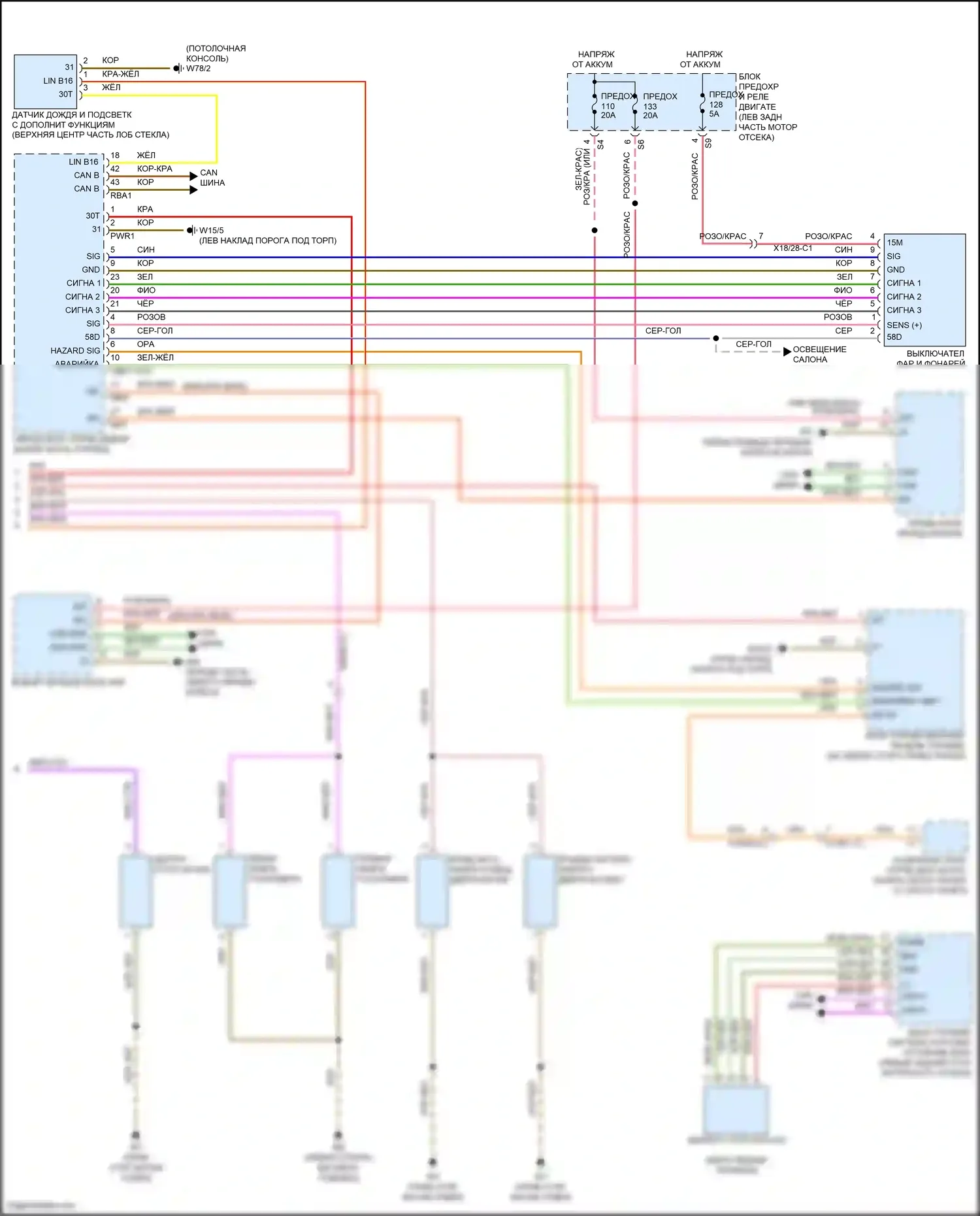 CLS-класс Mercedes-Benz C257 (2017-2021): Электросхема фар и фонарей (2 из 2) 