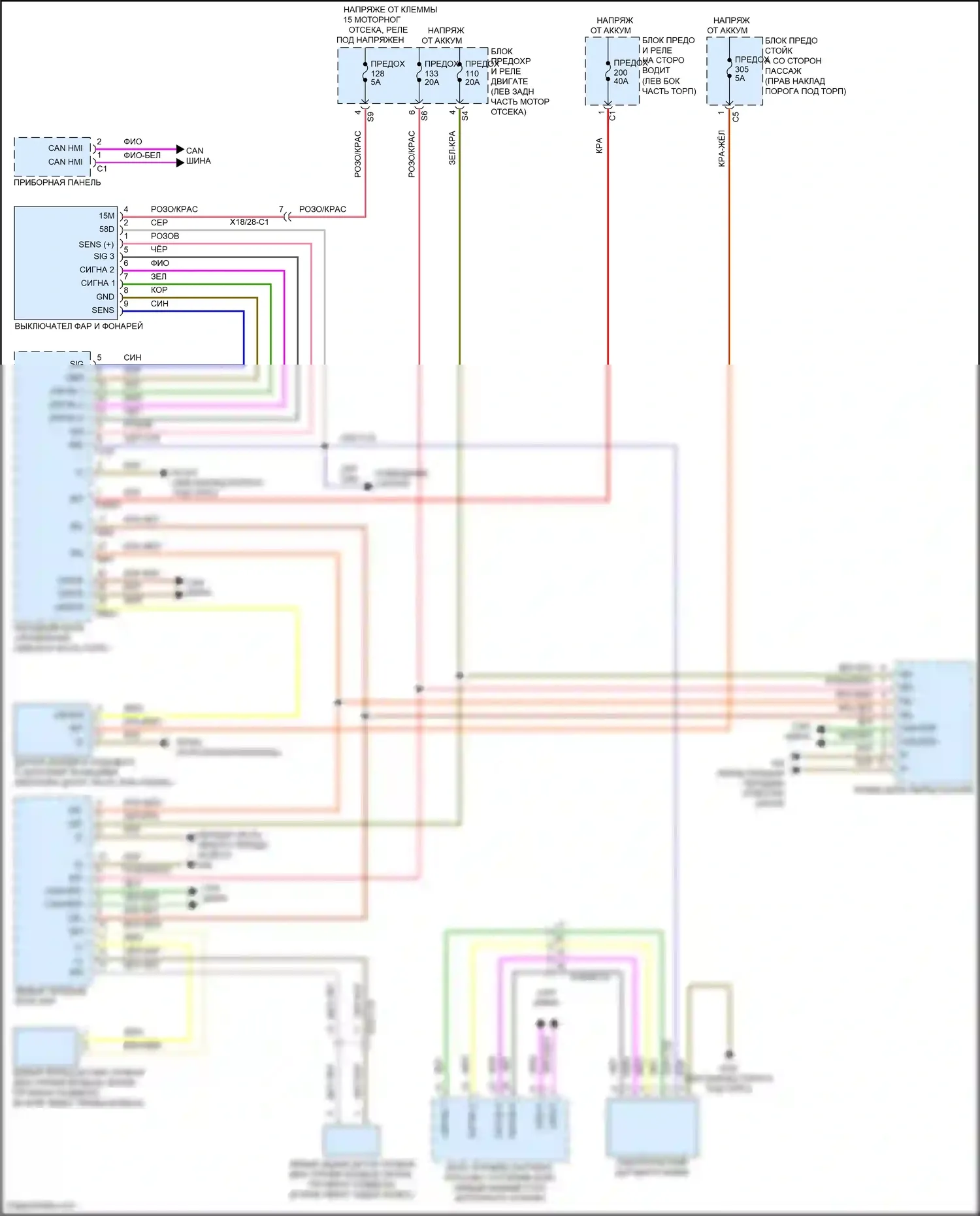 CLS-класс Mercedes-Benz C257 (2017-2021): Электросхема фар, с адаптивными светодиодными фарами 